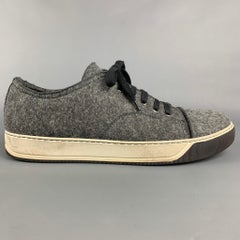LANVIN Size 10 Dark Gray Textured Fabric Cap Toe Sneakers