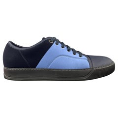 LANVIN Size 10 Navy & Blue Color Block Neoprene Low Top Sneakers