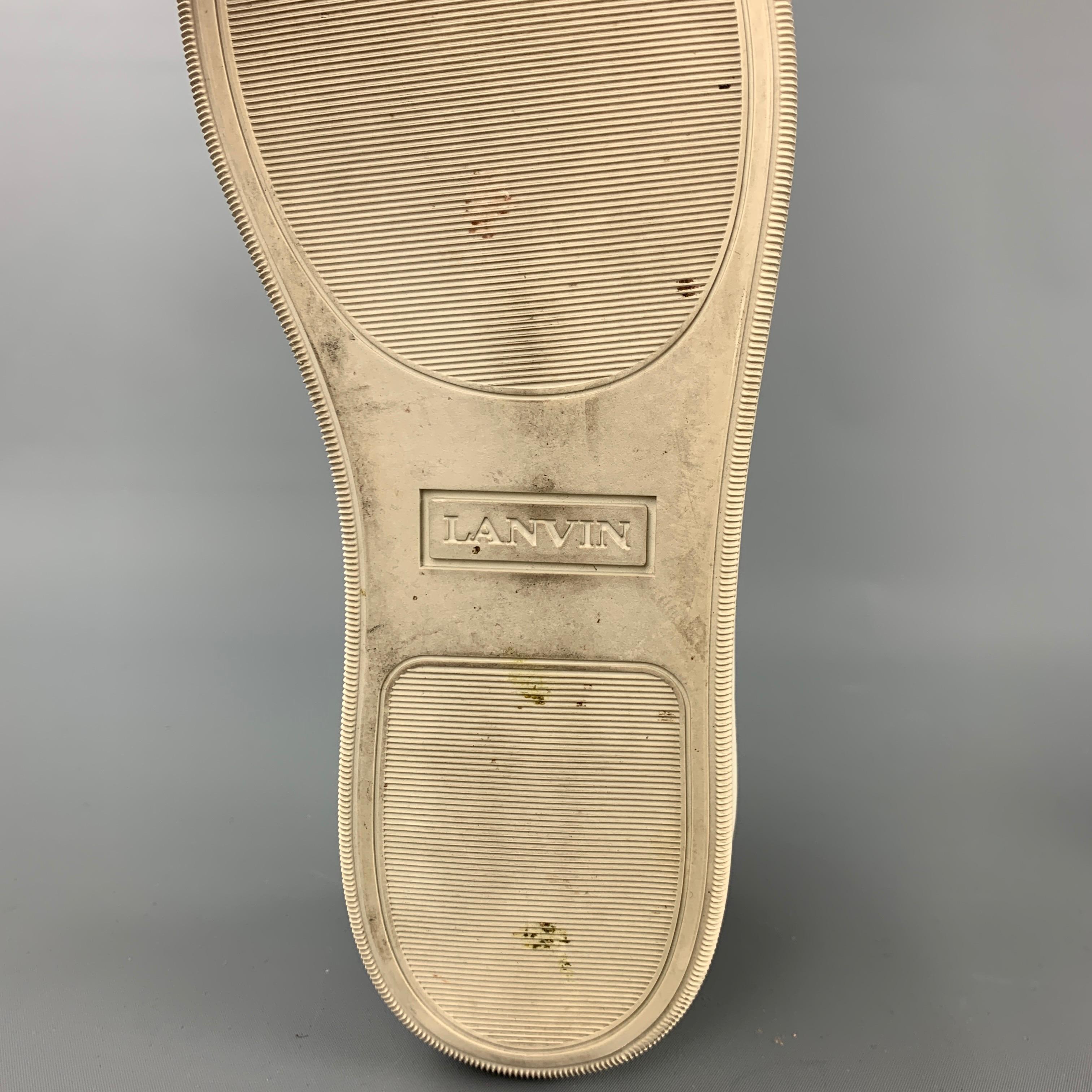 Men's LANVIN Size 10 Olive Suede Patent Leather Cap Toe Sneakers