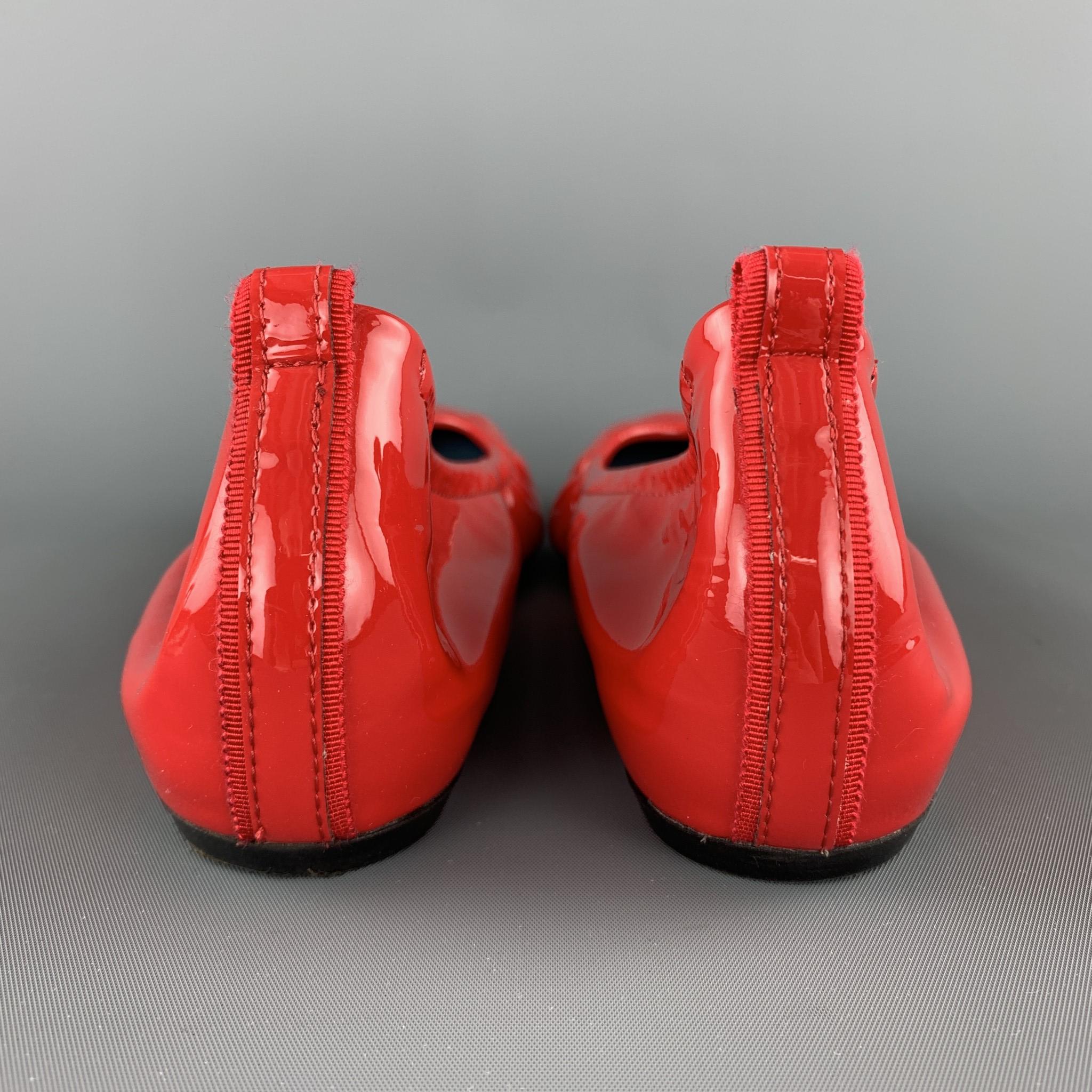 LANVIN Size 10 Red Patent Leather Ballet Flats In Good Condition In San Francisco, CA