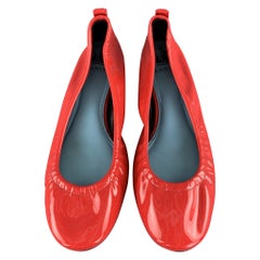 LANVIN Size 10 Red Patent Leather Ballet Flats
