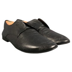 Lanvin Paris 38.5 US 8 Hiver 2008 Black Navy Leather Satin Heels Salon  Shoes