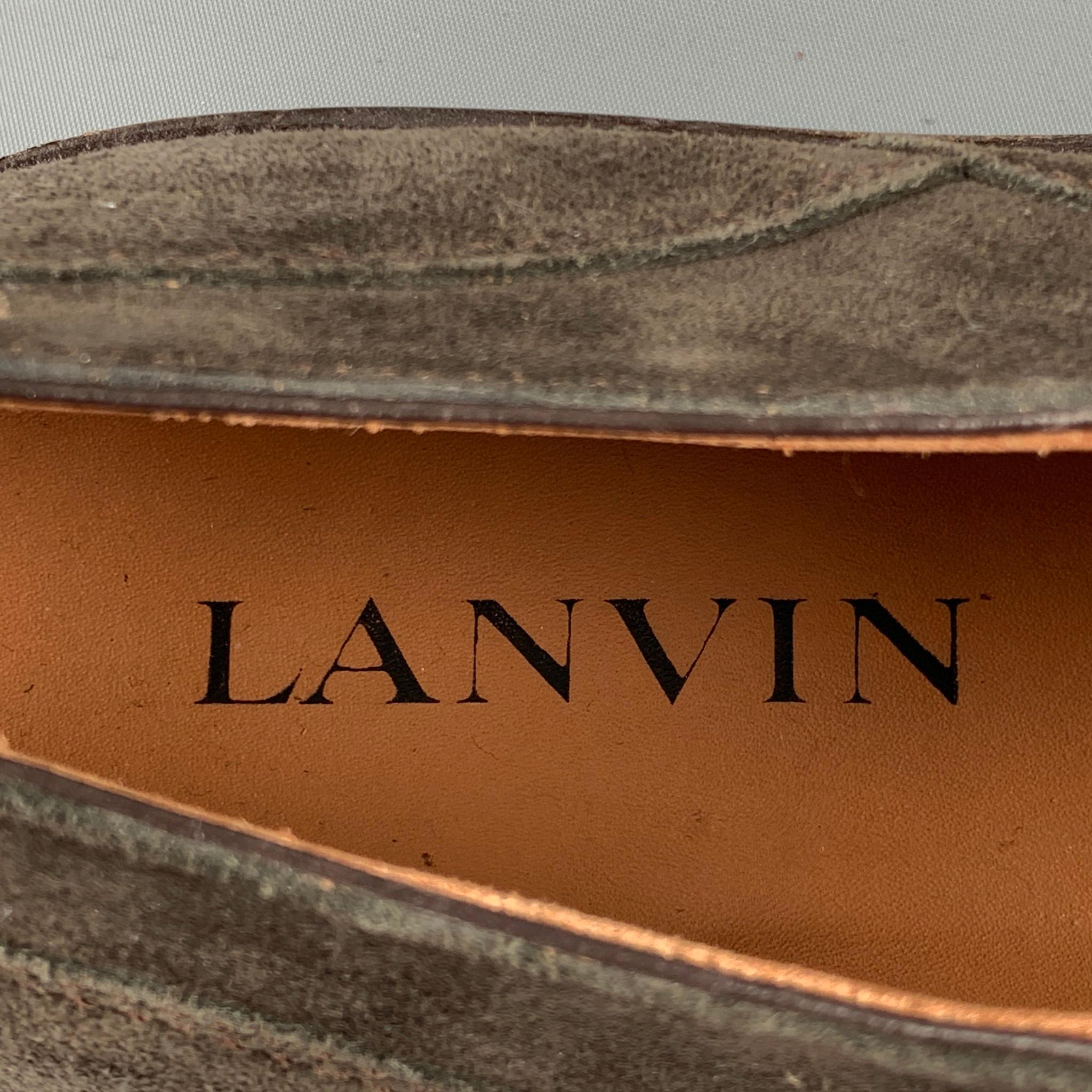 Men's LANVIN Size 11 Brown Suede Lug Sole Lace Up Shoes