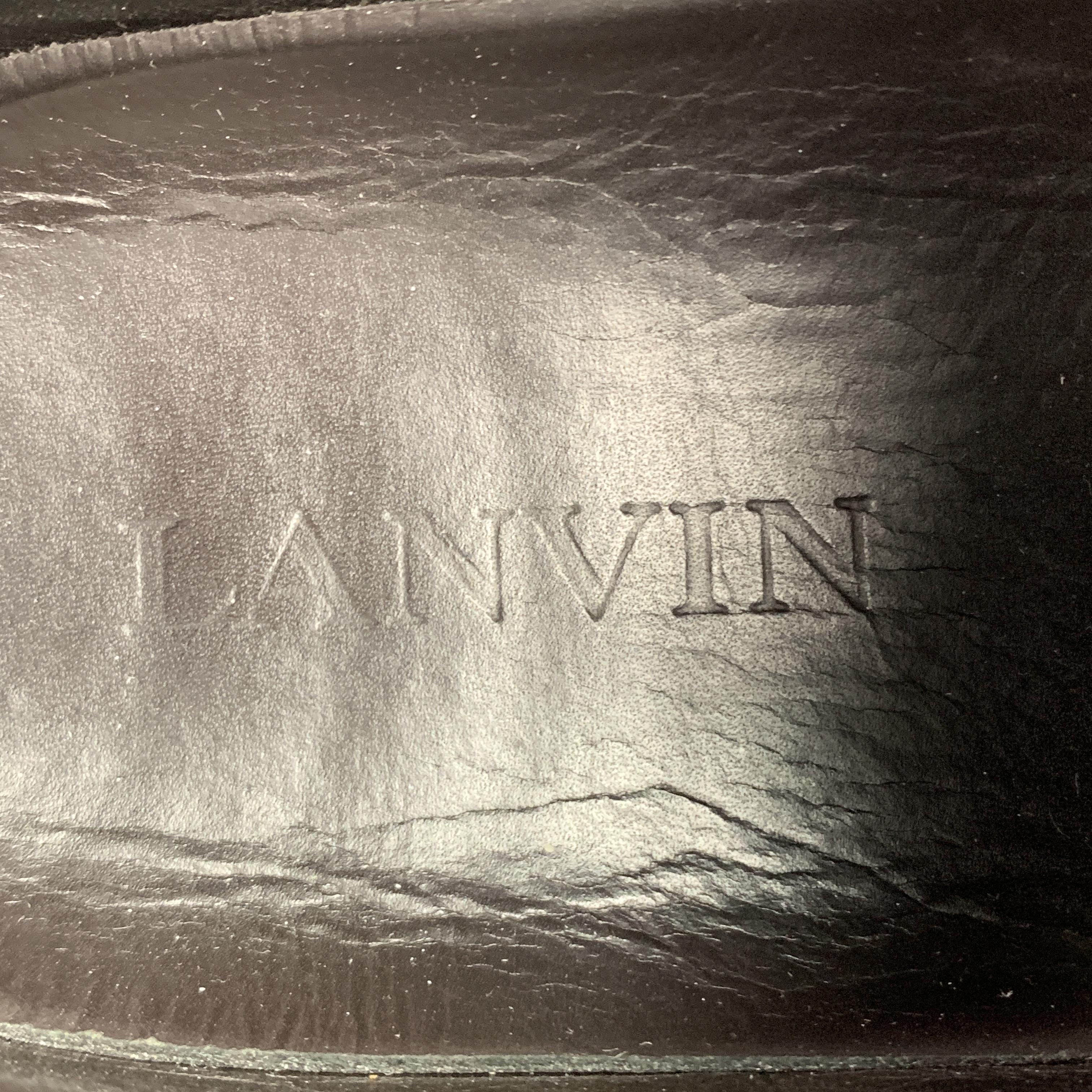 LANVIN Size 11 Gray Wool Lace Up Leather Cap Toe Sneakers 1