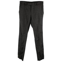 LANVIN Size 30 Black Speckled Wool / Silk Front Tab Zip Fly Dress Pants
