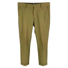 LANVIN Size 30 Olive Cotton Flat Front Casual Pants