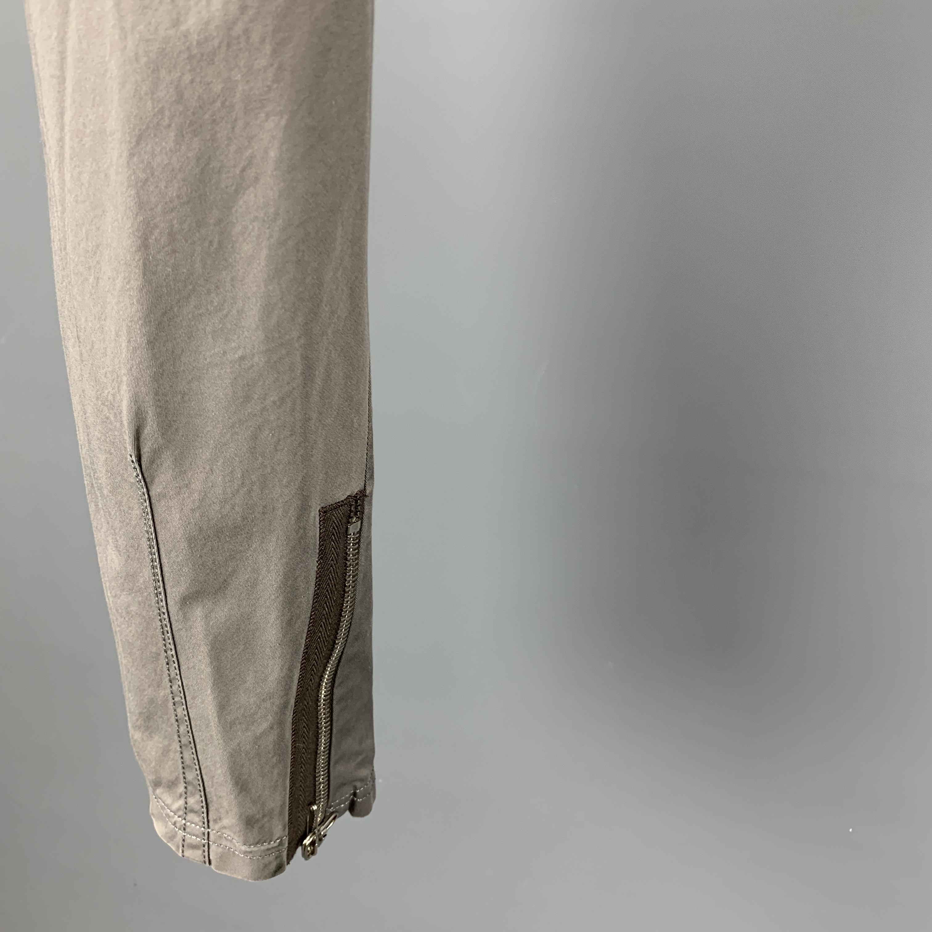 Men's LANVIN Size 32 Gray Solid Cotton Zip Fly Casual Pants