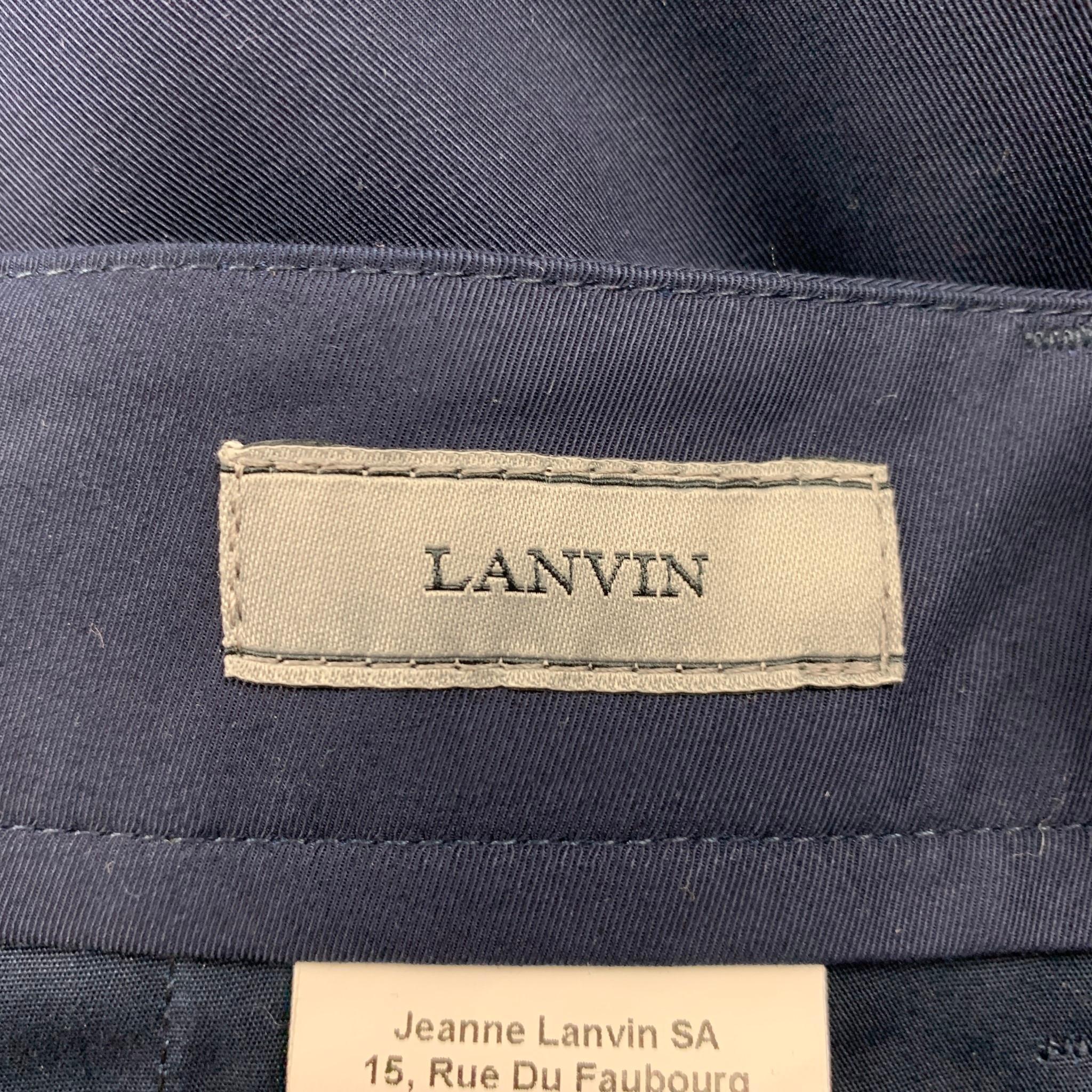 Black LANVIN Size 32 Navy Cotton Drawstring Casual Pants