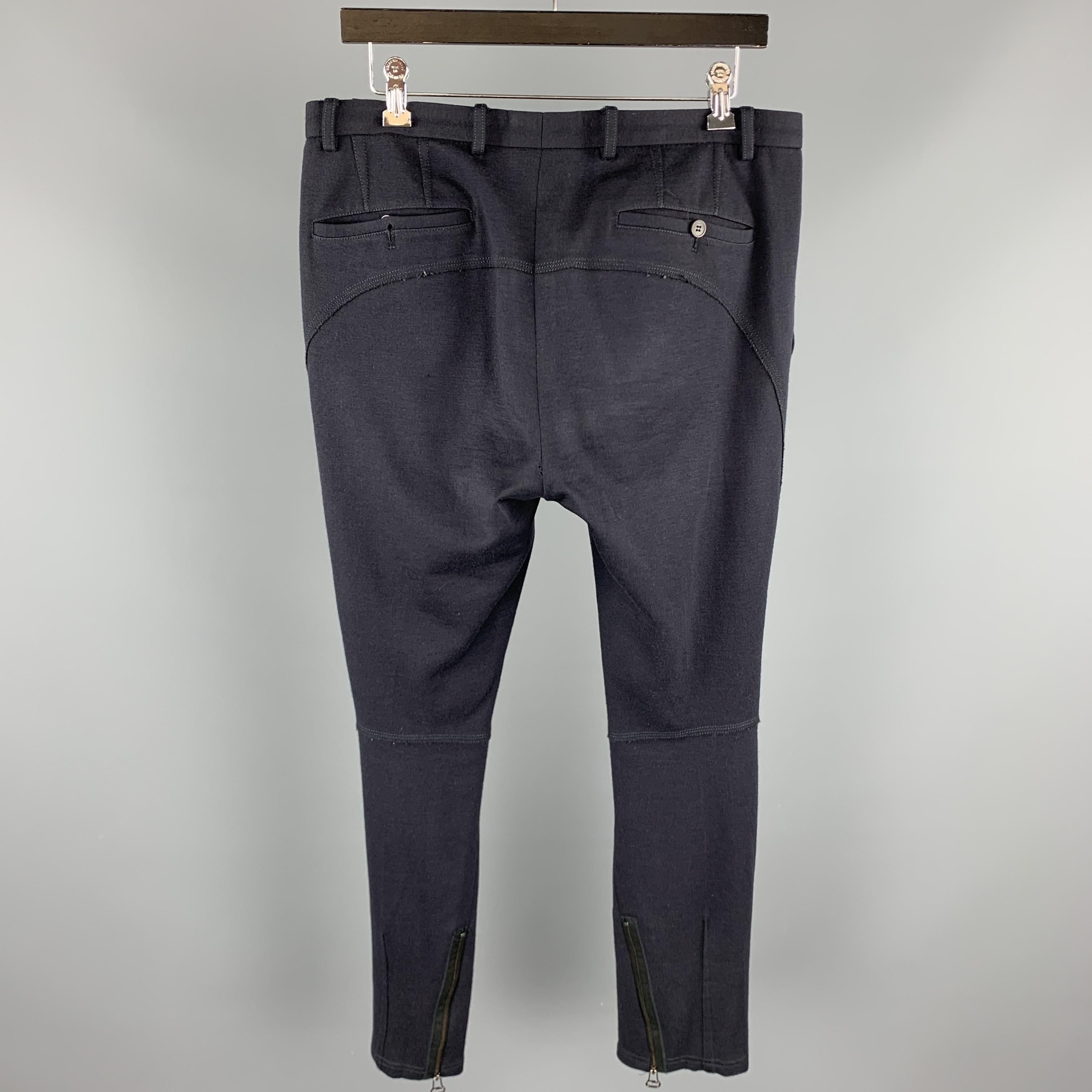 LANVIN Size 32 Navy Solid Wool Blend Casual Pants In Excellent Condition In San Francisco, CA
