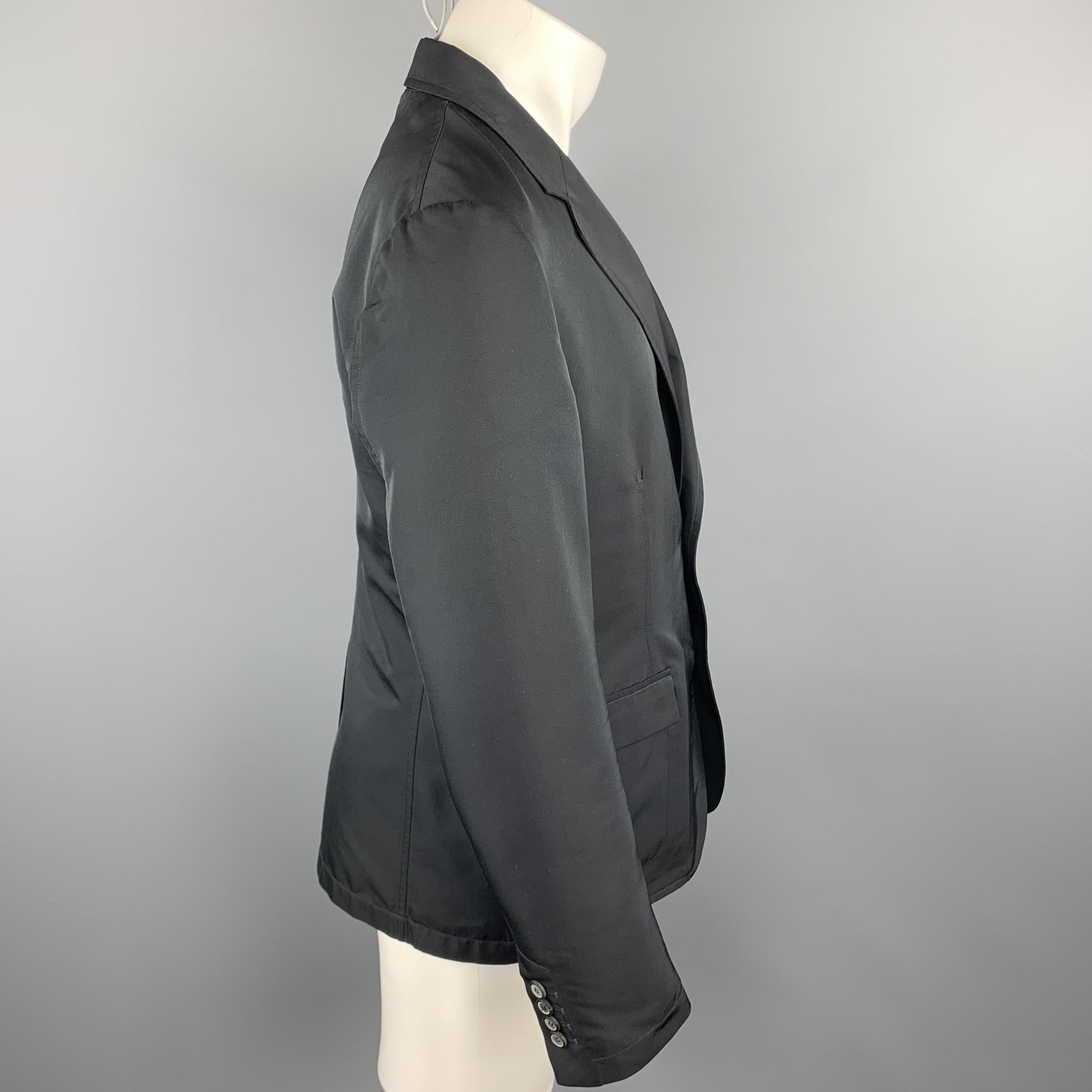LANVIN Size 38 Black Polyester / Wool Notch Lapel Sport Coat Jacket In Excellent Condition In San Francisco, CA