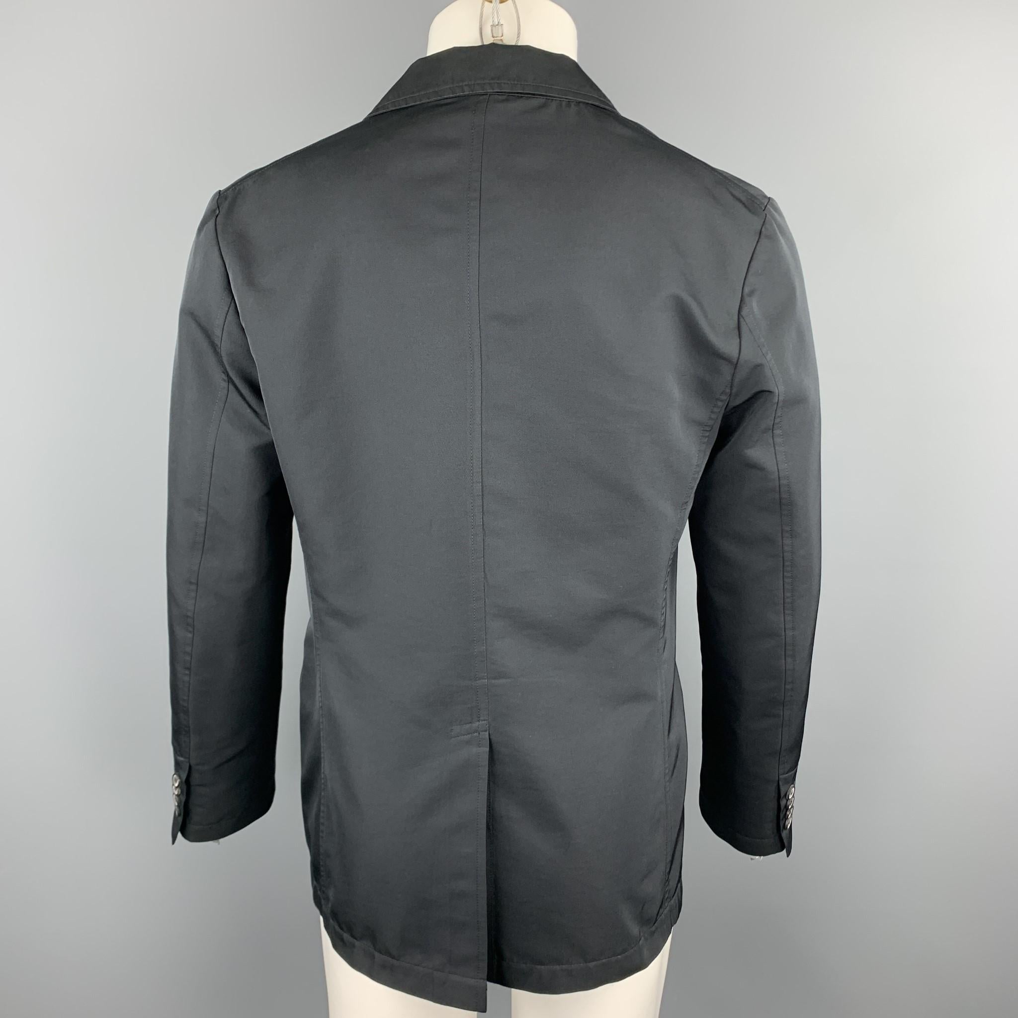 Men's LANVIN Size 38 Black Polyester / Wool Notch Lapel Sport Coat Jacket
