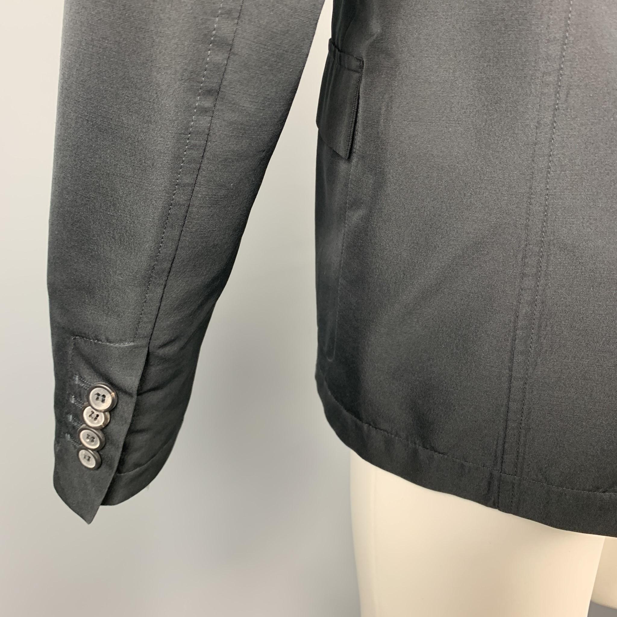 LANVIN Size 38 Black Polyester / Wool Notch Lapel Sport Coat Jacket 1