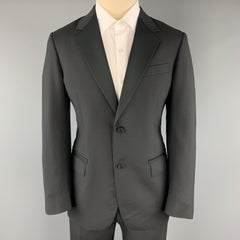 LANVIN Size 38 Black Satin Notch Lapel Two Piece Tuxedo