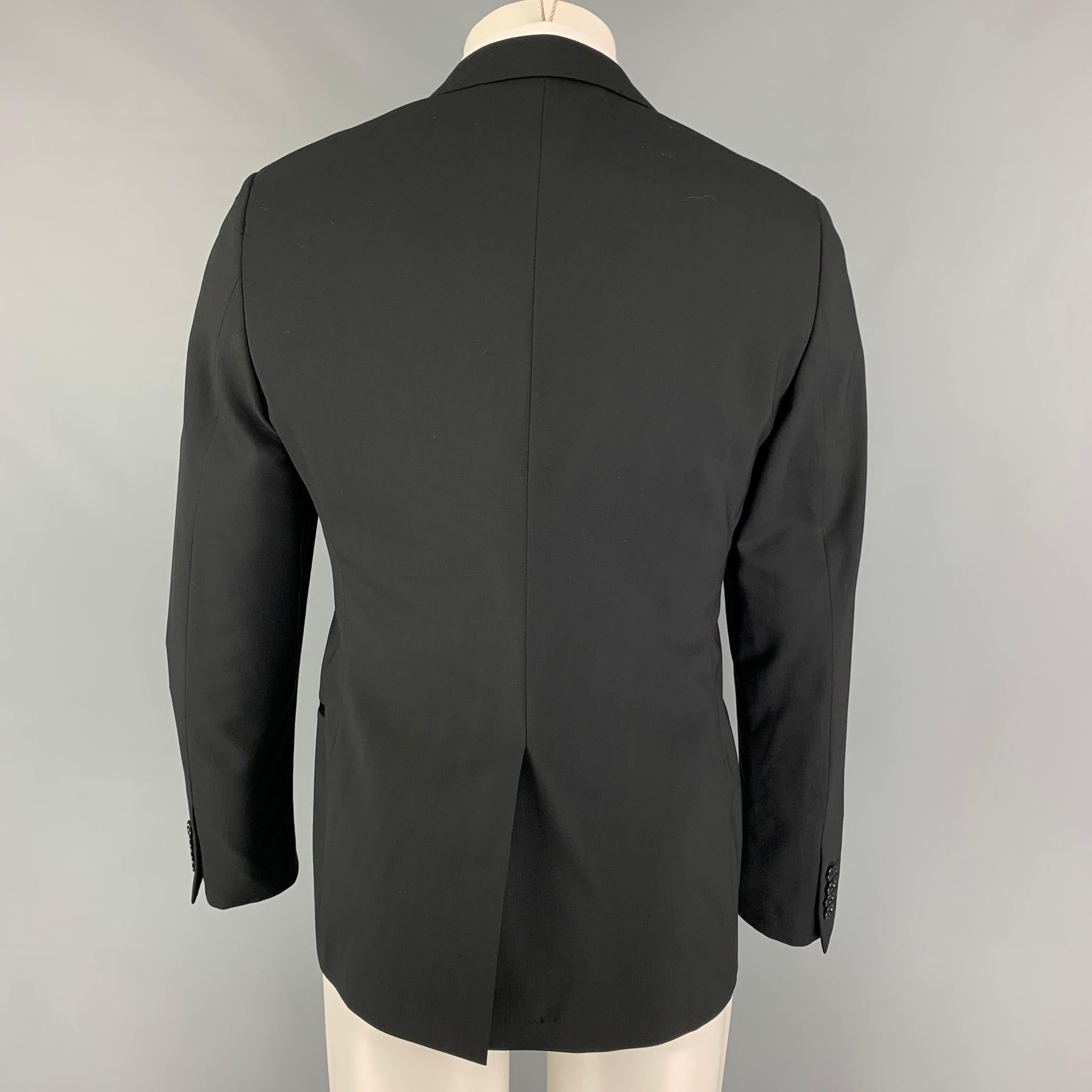 LANVIN Size 38 Black Wool Lycra Tuxedo Sport Coat In Excellent Condition In San Francisco, CA