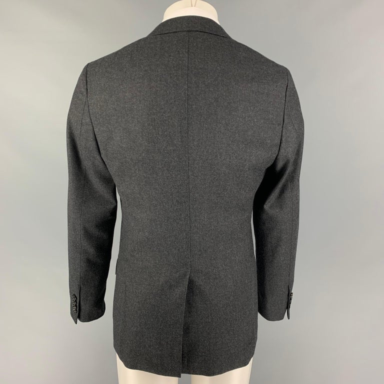 VALENTINO Size 43 Regular Grey Charcoal Virgin Wool Notch Lapel Suit