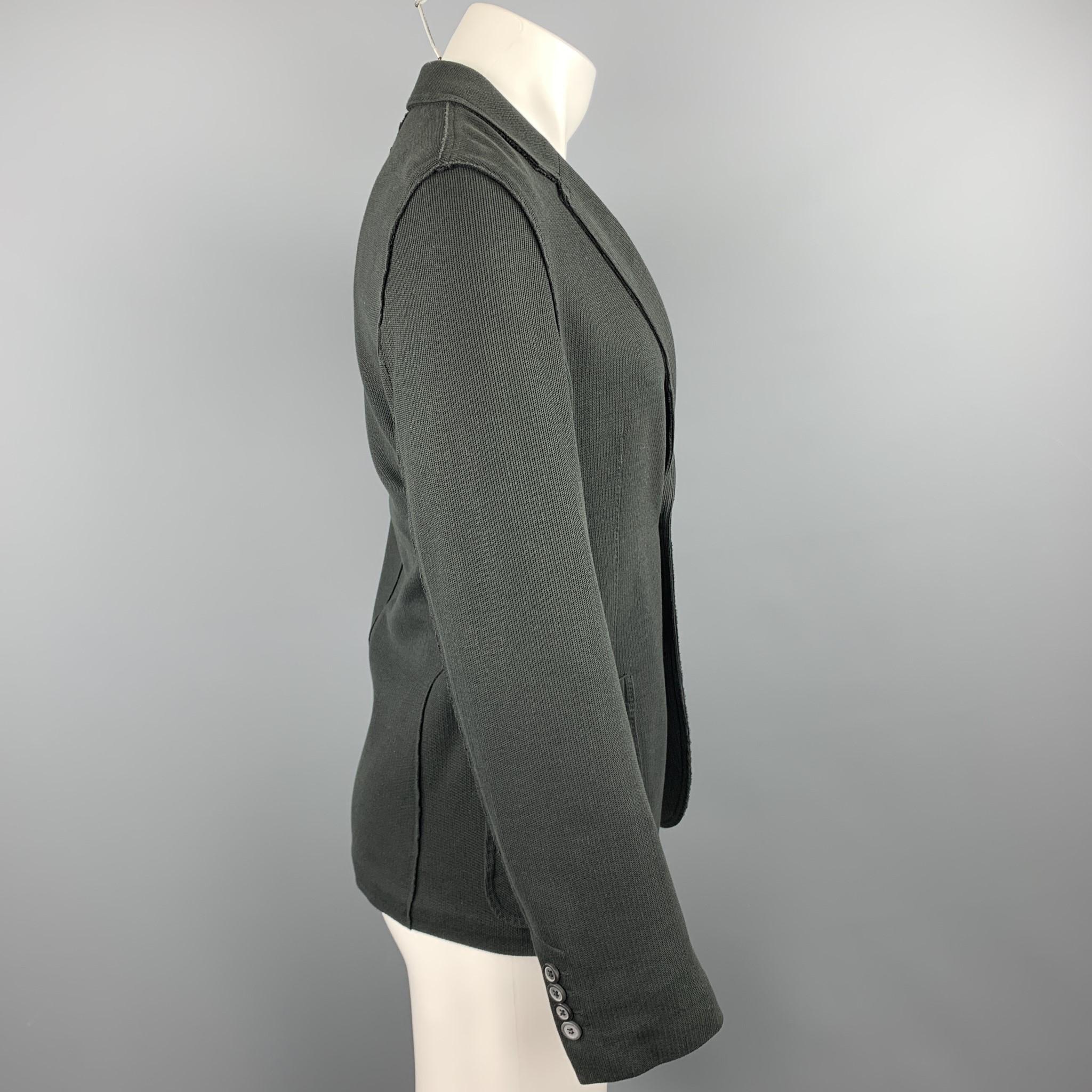 Black LANVIN Size 38 Charcoal Woven Cotton Notch Lapel Sport Coat Jacket