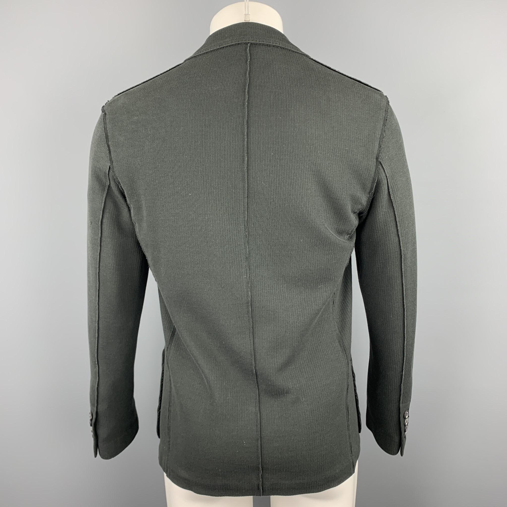 LANVIN Size 38 Charcoal Woven Cotton Notch Lapel Sport Coat Jacket In Good Condition In San Francisco, CA