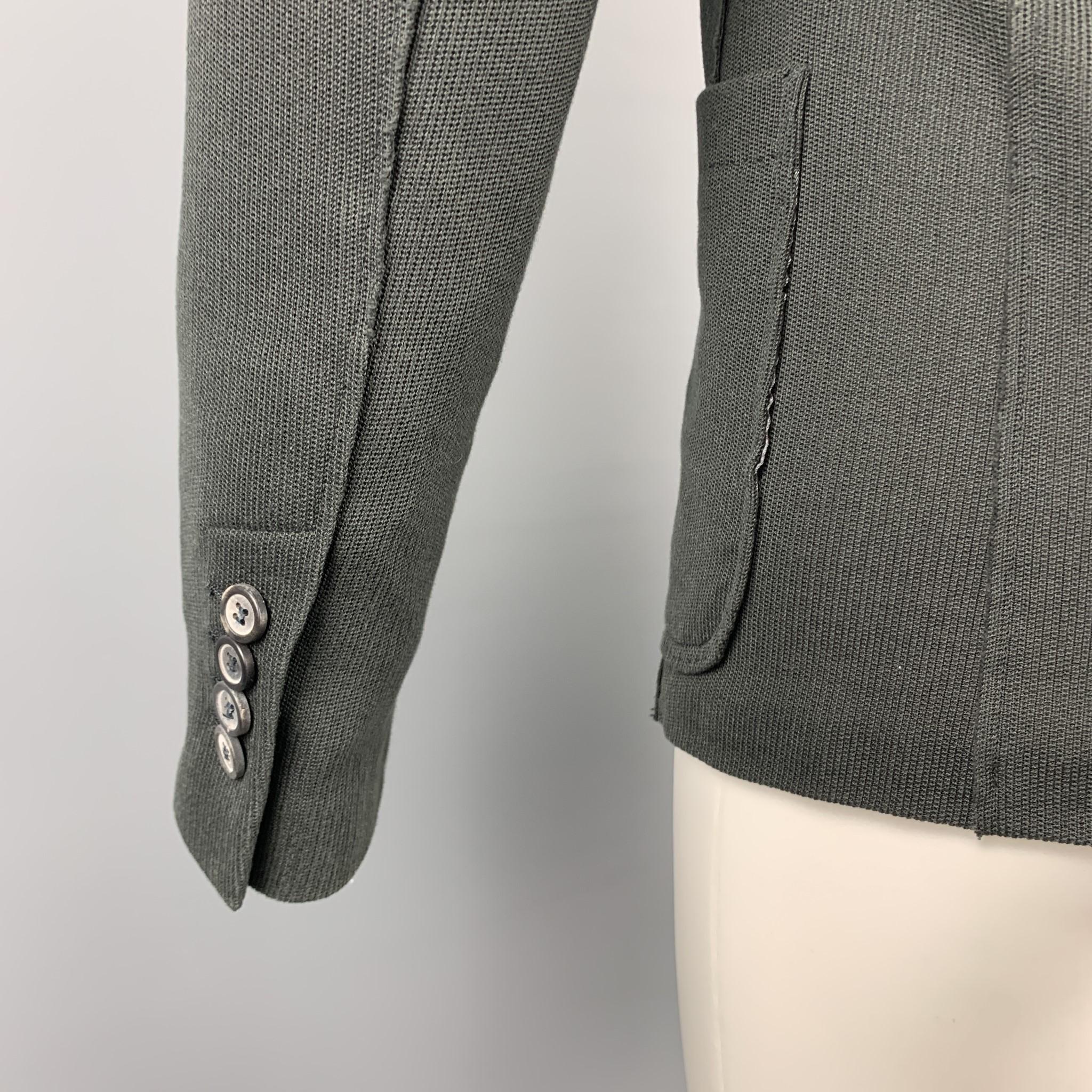 Men's LANVIN Size 38 Charcoal Woven Cotton Notch Lapel Sport Coat Jacket