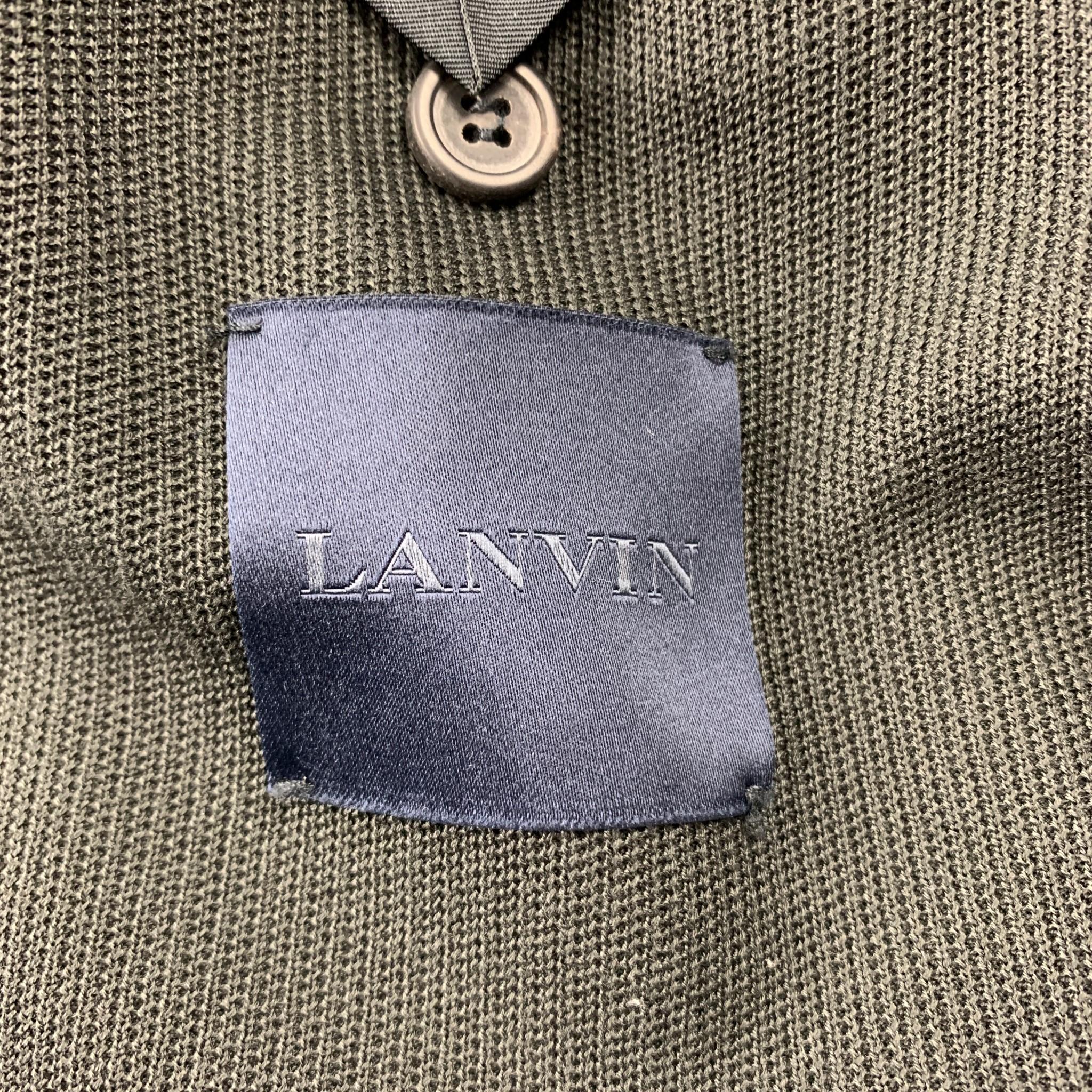 LANVIN Size 38 Charcoal Woven Cotton Notch Lapel Sport Coat Jacket 1