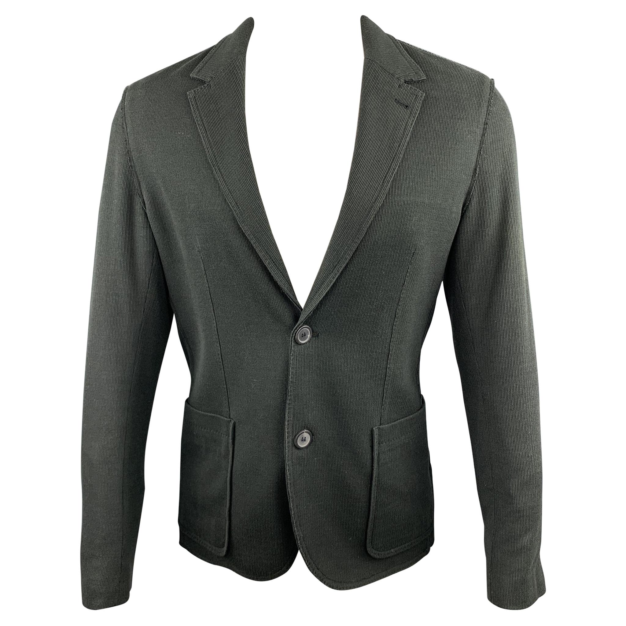 LANVIN Size 38 Charcoal Woven Cotton Notch Lapel Sport Coat Jacket