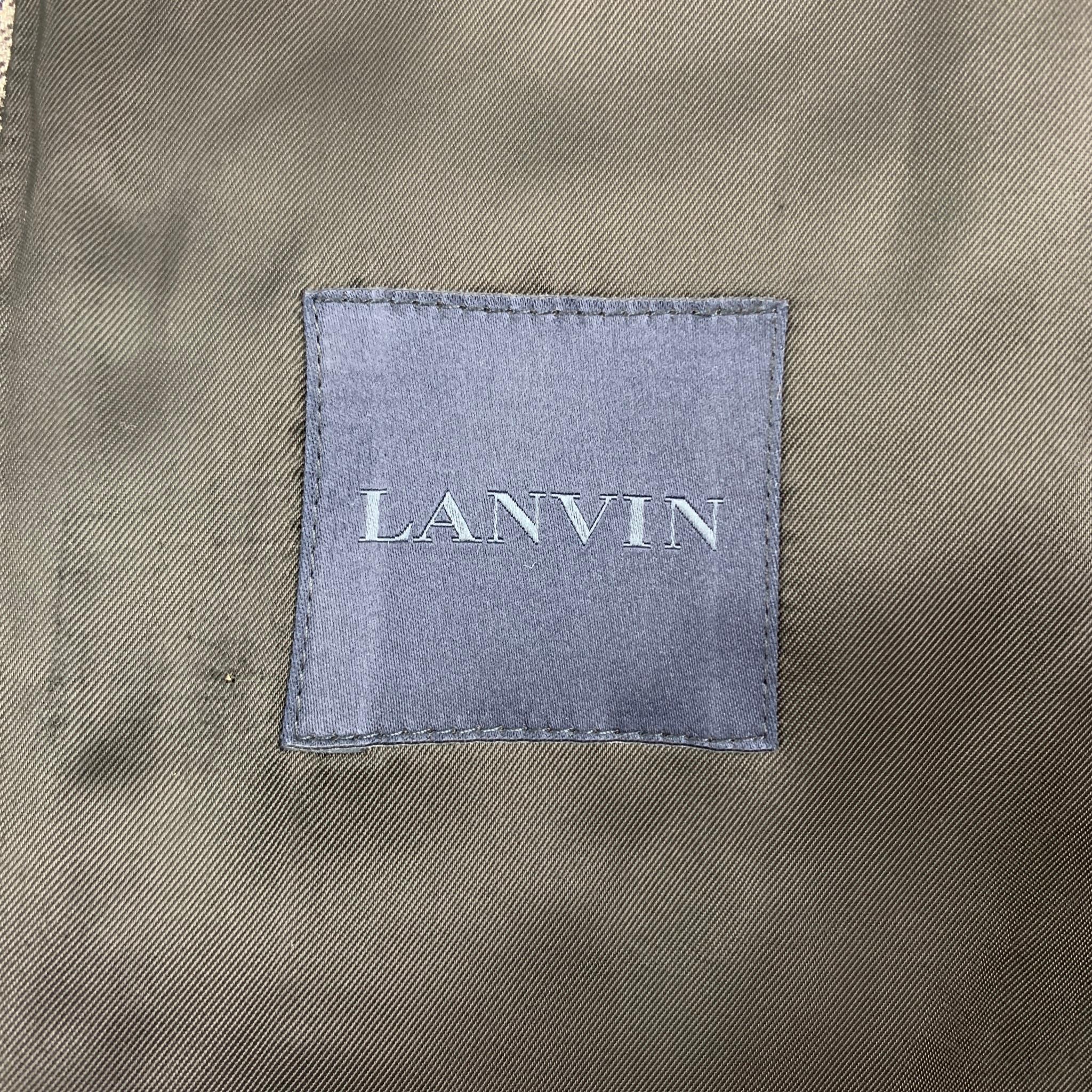 LANVIN Size 38 Grey Black Blue Plaid Wool Notch Lapel Sport Coat 1
