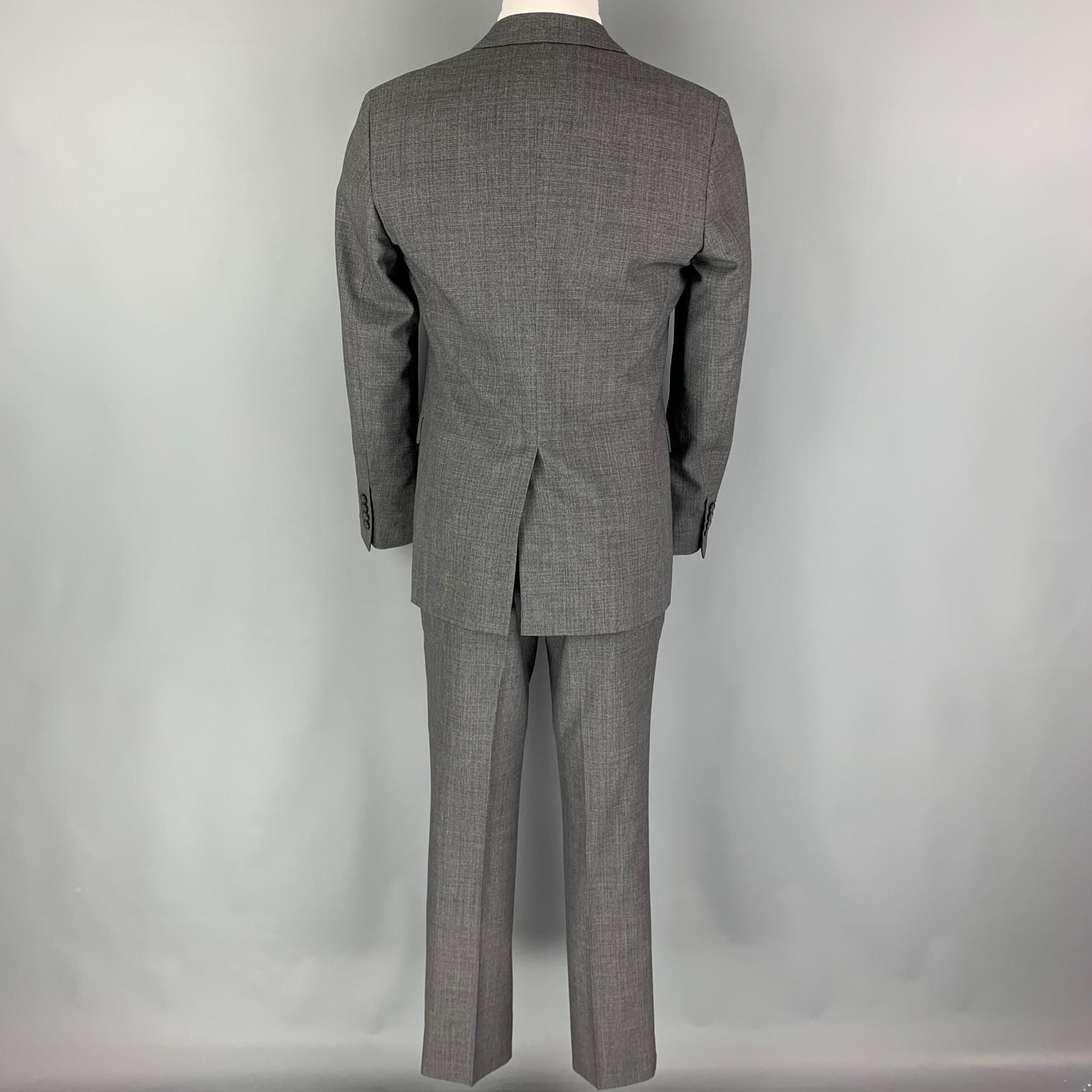 Gray LANVIN Size 38 Grey Grid Wool Notch Lapel Suit