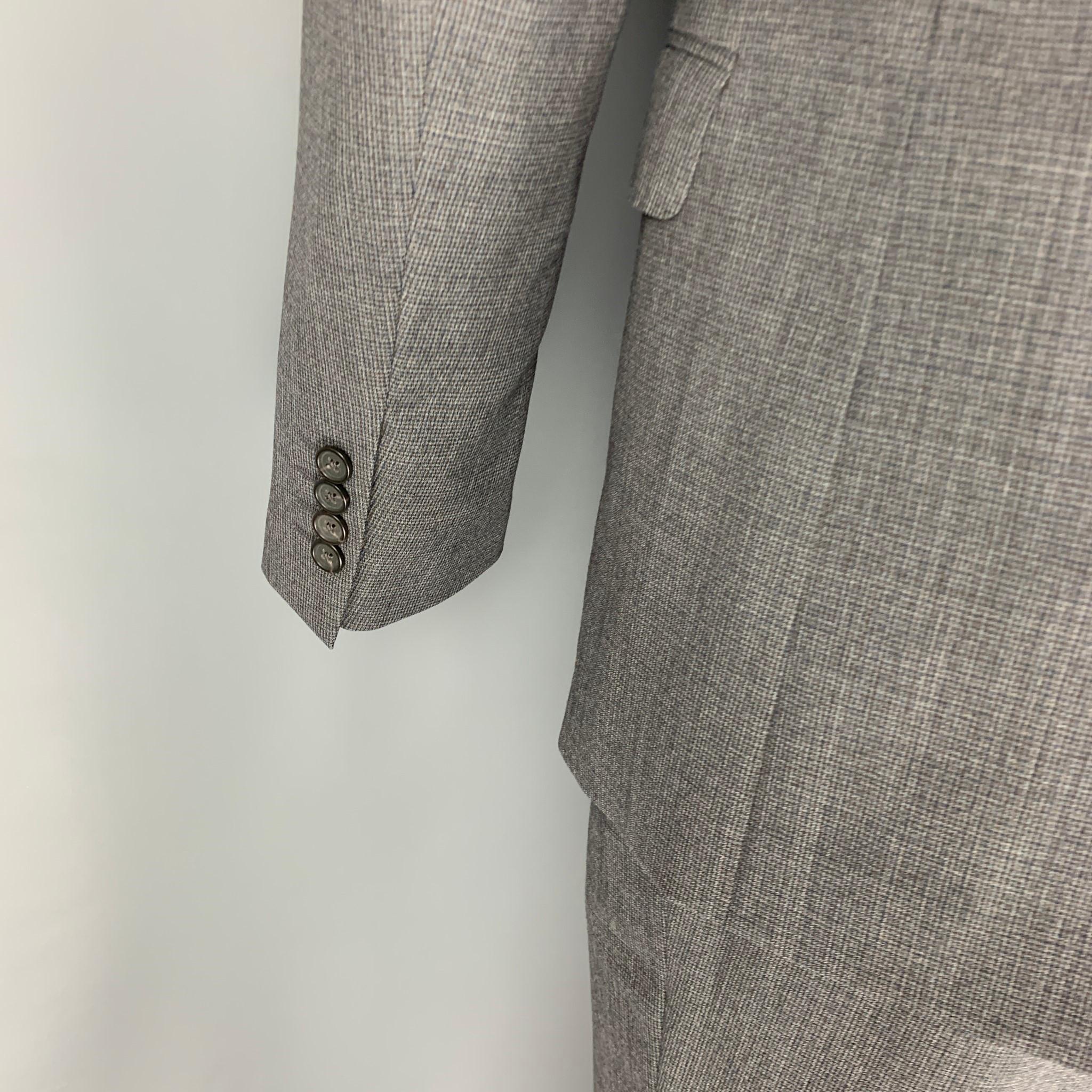 LANVIN Size 38 Grey Grid Wool Notch Lapel Suit In Excellent Condition In San Francisco, CA