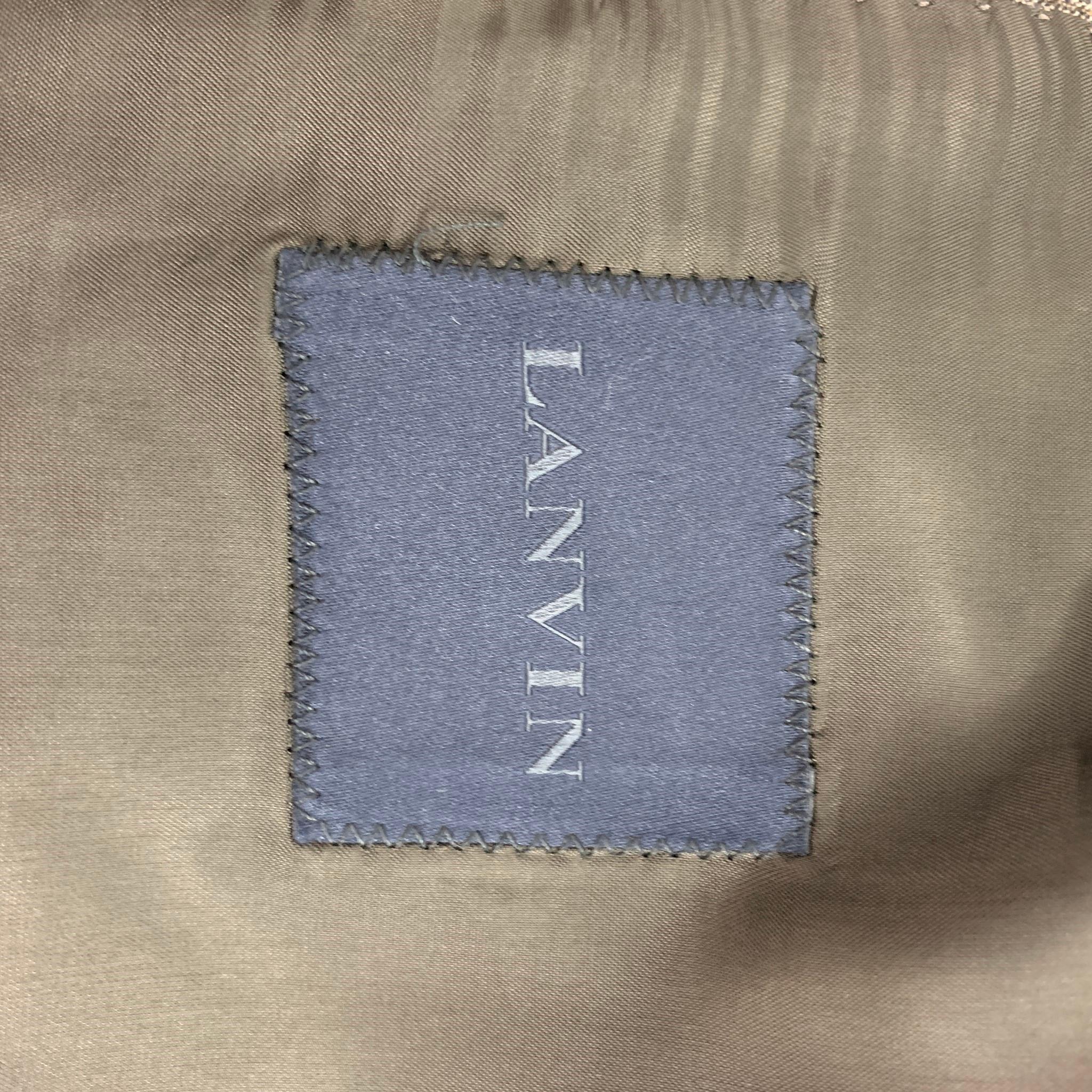 LANVIN Size 38 Grey Grid Wool Notch Lapel Suit 3