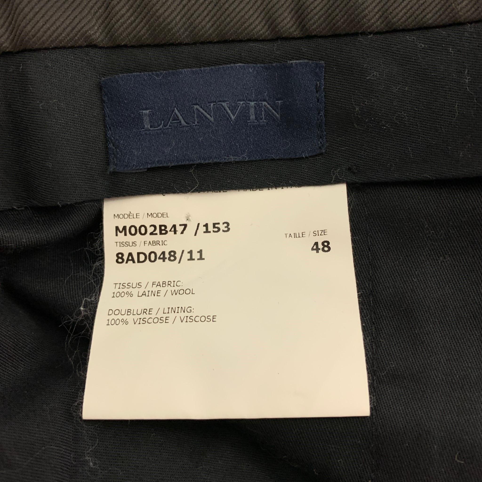 LANVIN Size 38 Grey Grid Wool Notch Lapel Suit 4