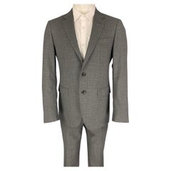 LANVIN Size 38 Grey Grid Wool Notch Lapel Suit