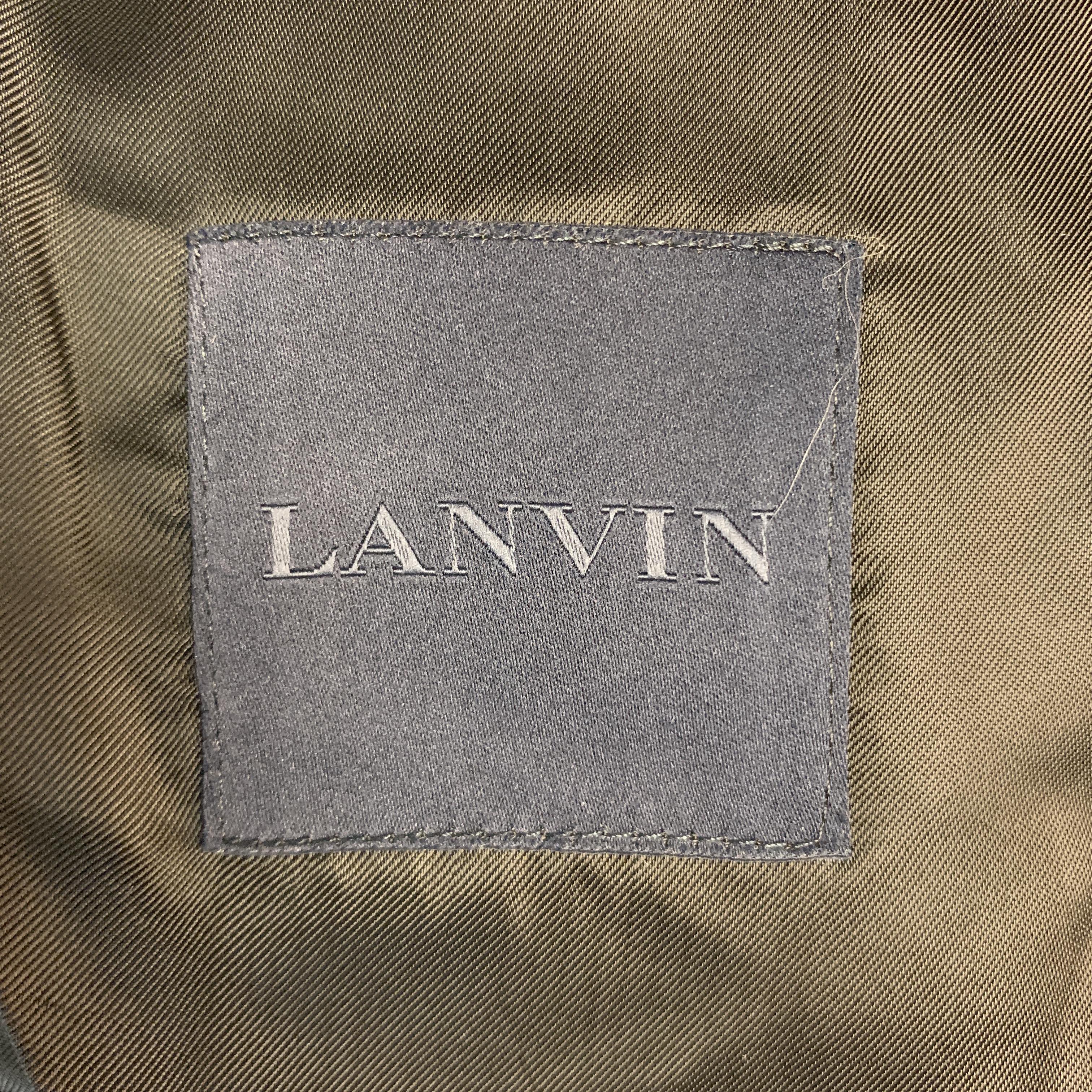 LANVIN Size 38 Regular Animal Print Woven Black & Grey Shawl Collar Sport Coat 7