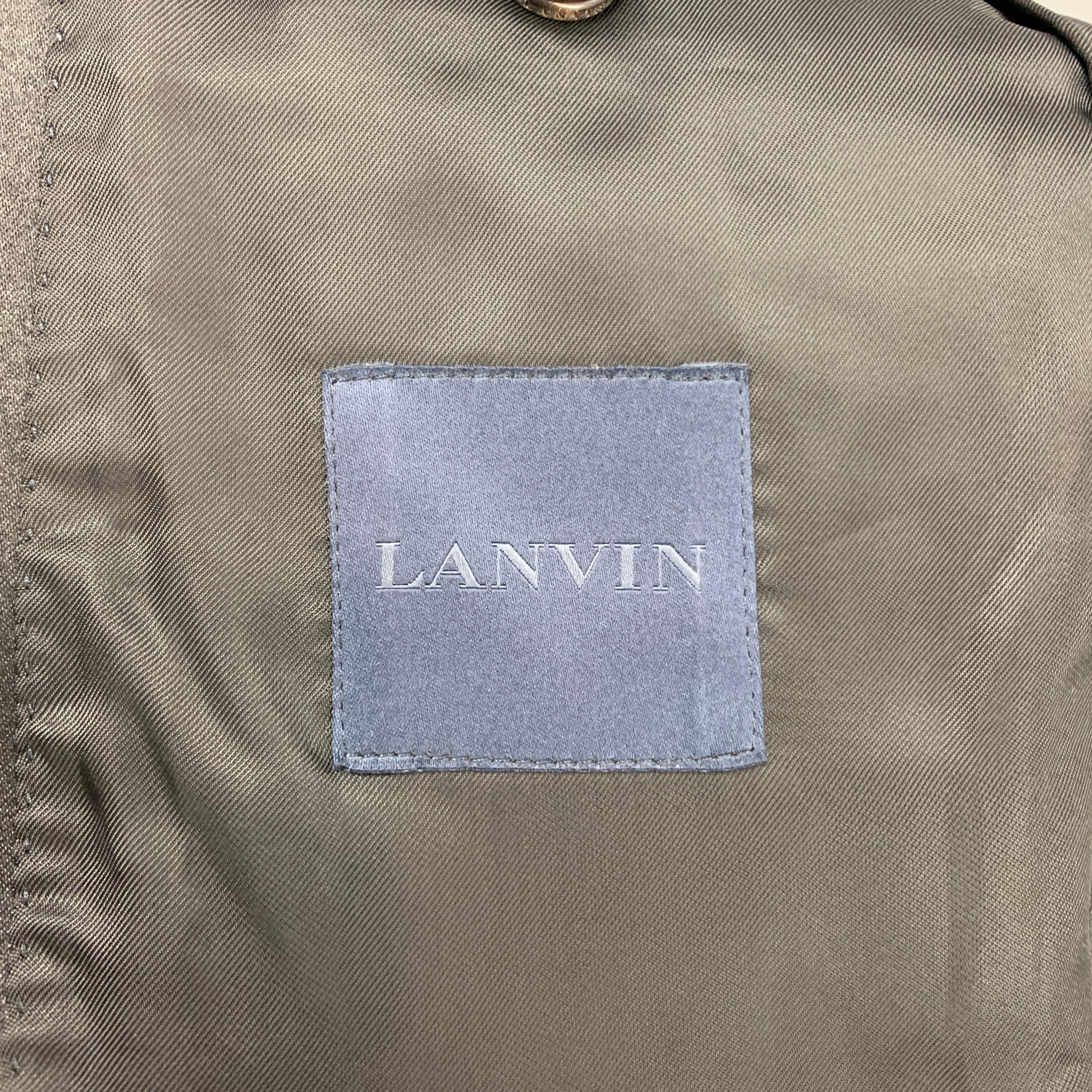 LANVIN Size 38 Regular Black Textured Silk / Polyester Peak Lapel Sport Coat 2
