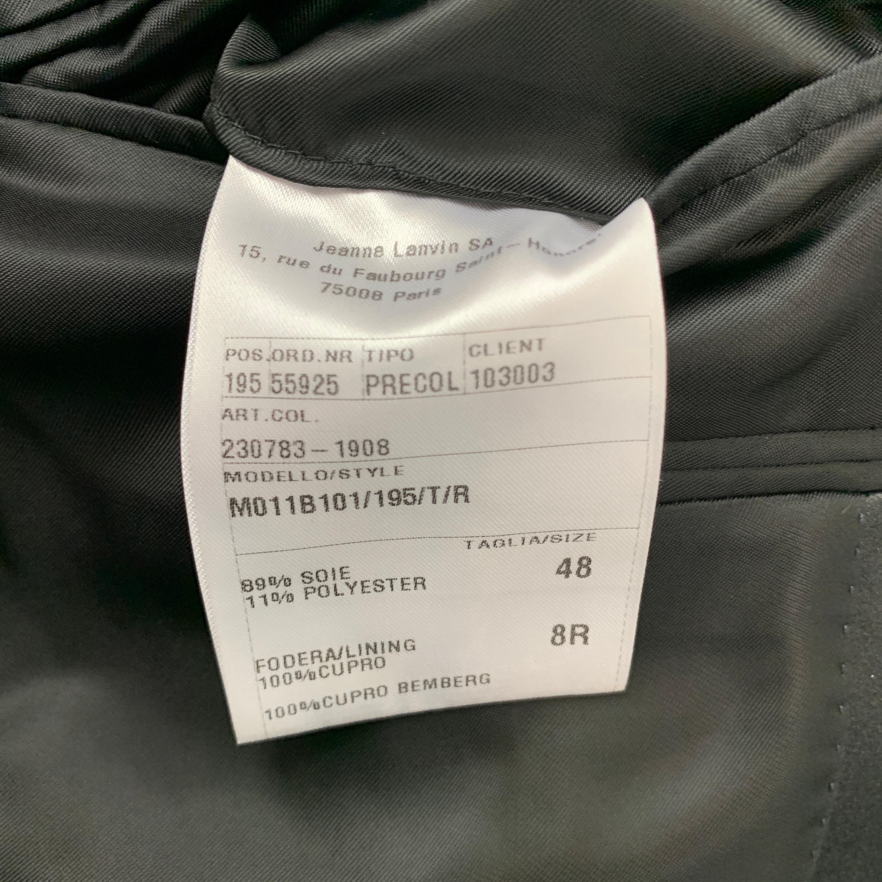 LANVIN Size 38 Regular Black Textured Silk / Polyester Peak Lapel Sport Coat 3