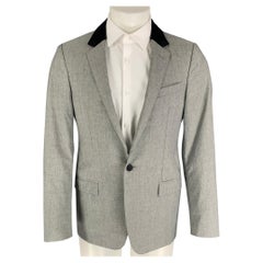 LANVIN Size 38 Regular Light Grey Heather Wool Notch Lapel Sport Coat