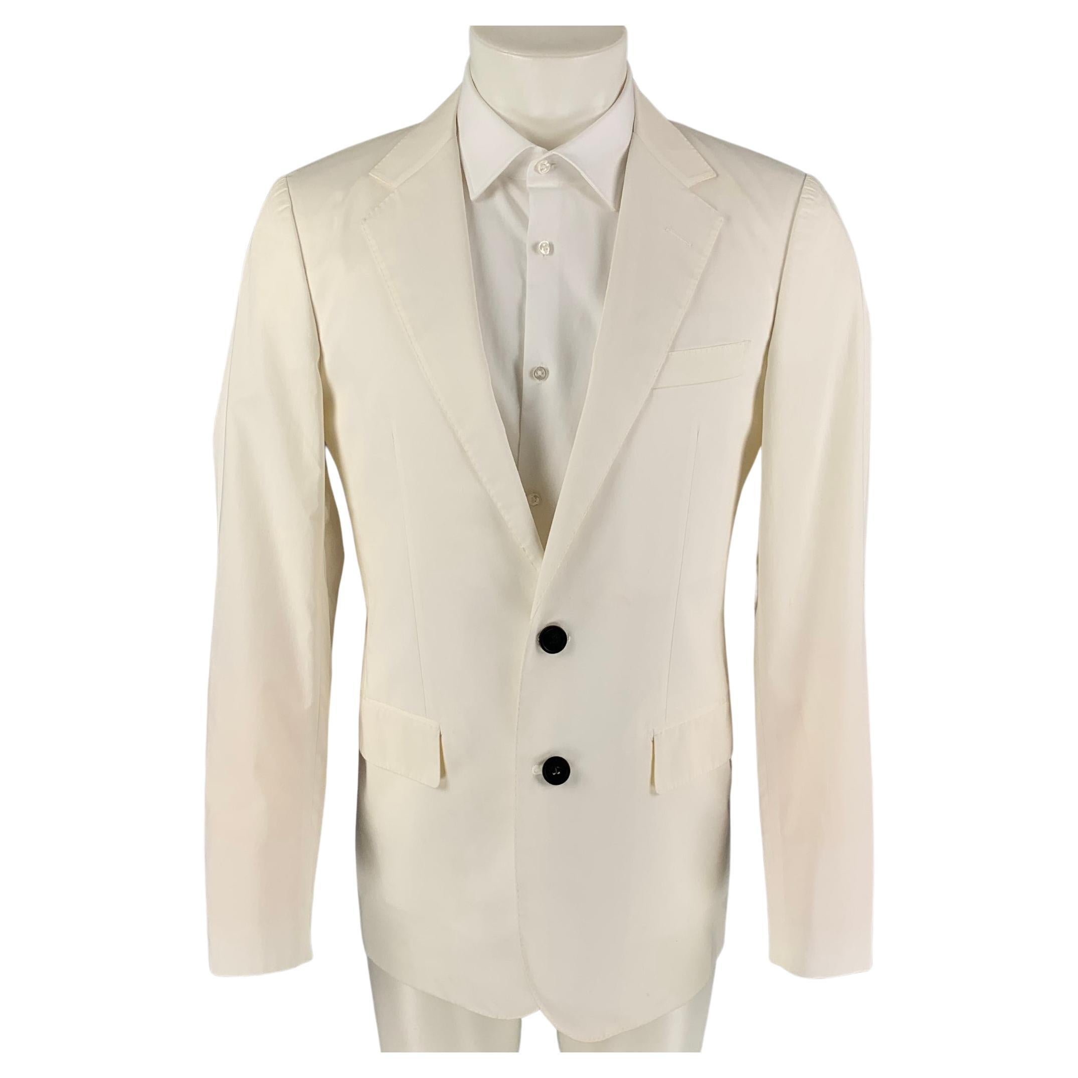 LANVIN Size 4 Off White Leather Collarless Ruffle Zip Jacket For Sale ...