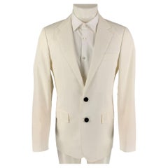 LANVIN Size 38 White Cotton Notch Lapel Sport Coat