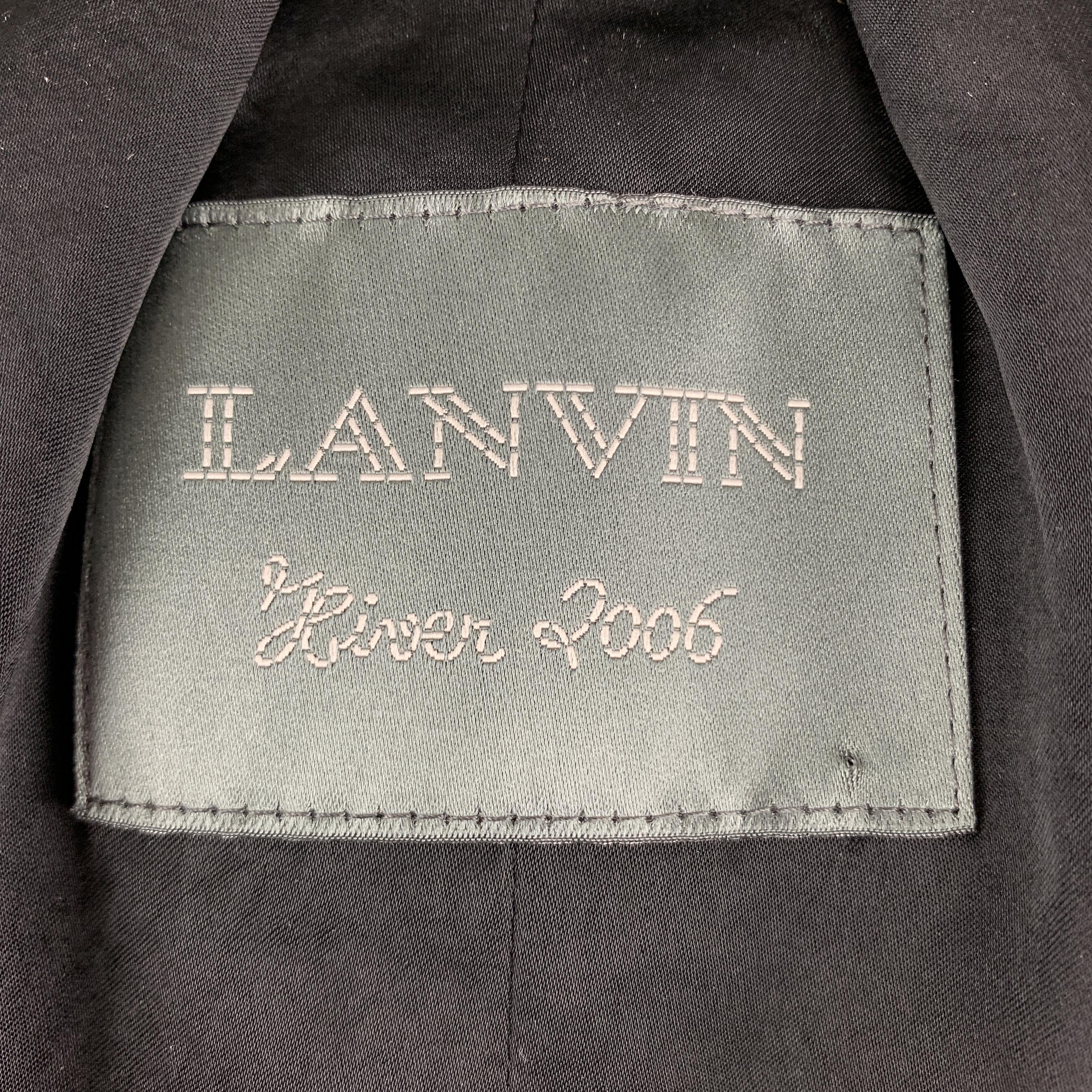 LANVIN Size 4 Black & Brown Brocade Cropped Jacket 2