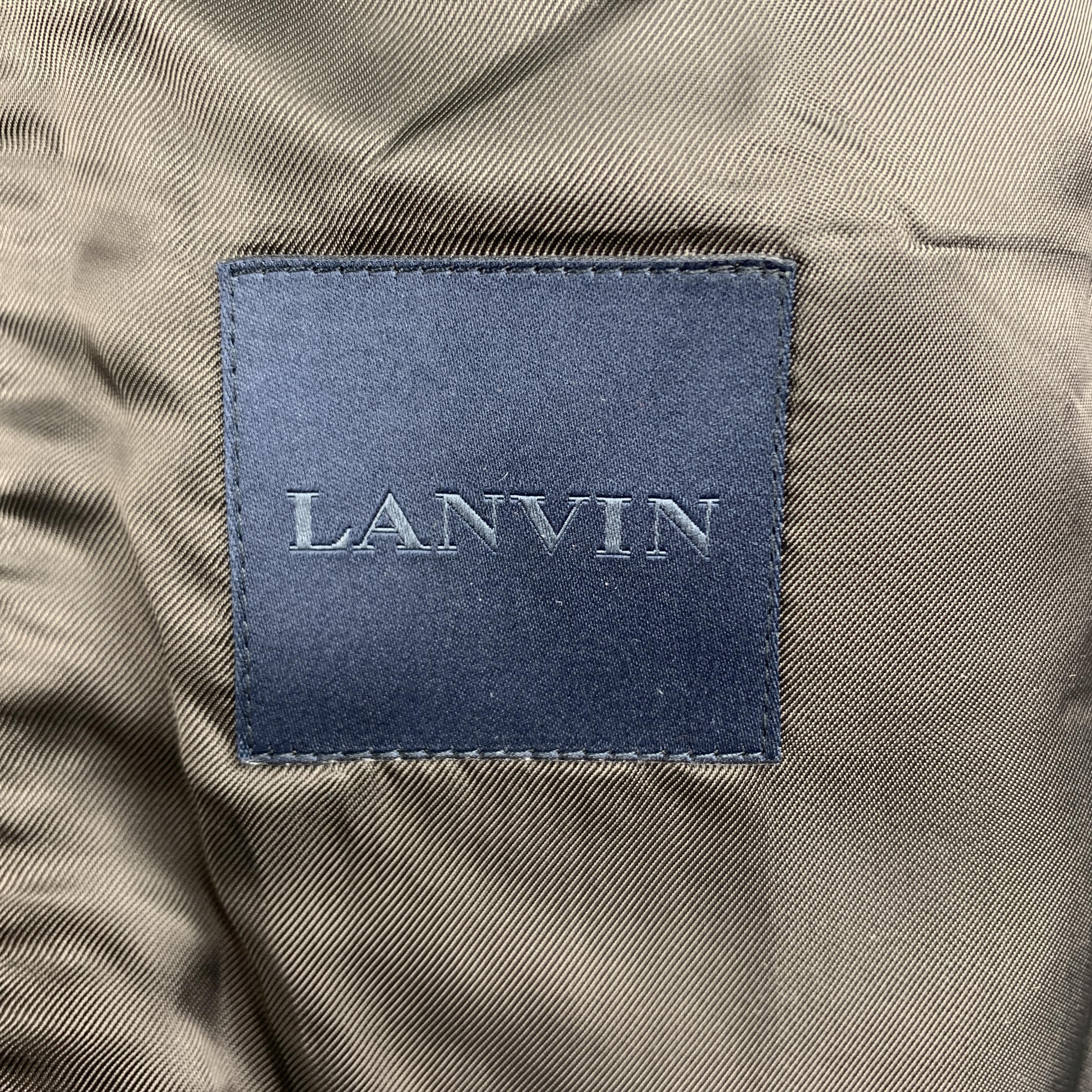 LANVIN Size 40 Black & Blue Silk Shawl Collar Sport Coat 2