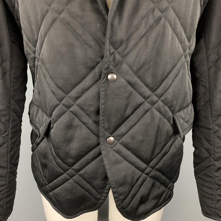 LANVIN Size 40 Black Quilted Notch Lapel Snap Sport Coat For Sale at 1stDibs