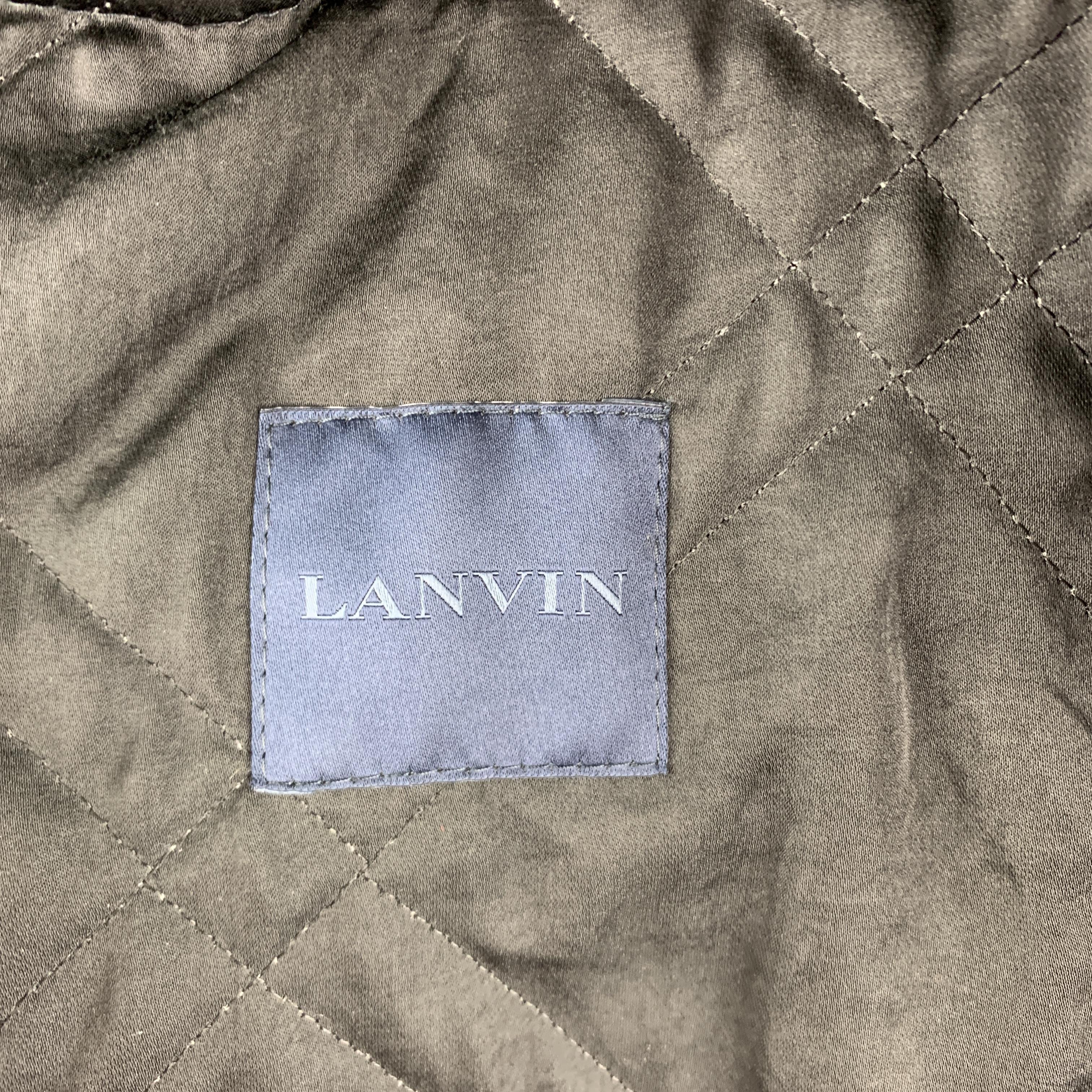 Men's LANVIN Size 40 Black Quilted Notch Lapel Snap Sport Coat