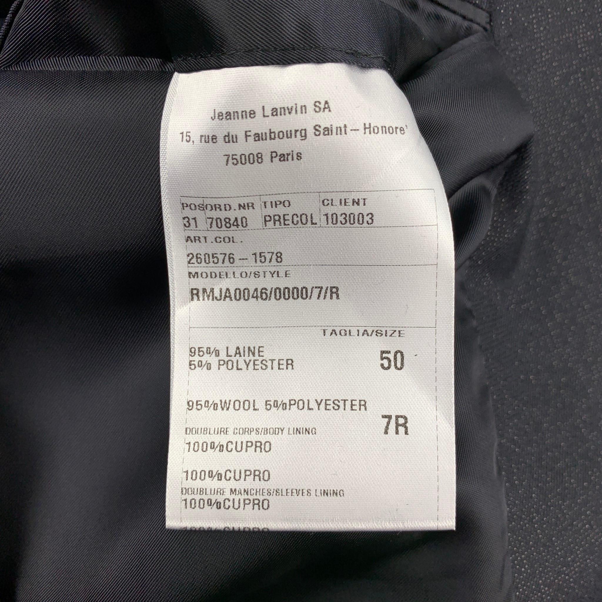 LANVIN Size 40 Black & Silver Sparkle Wool Blend Shawl Collar Sport Coat 1