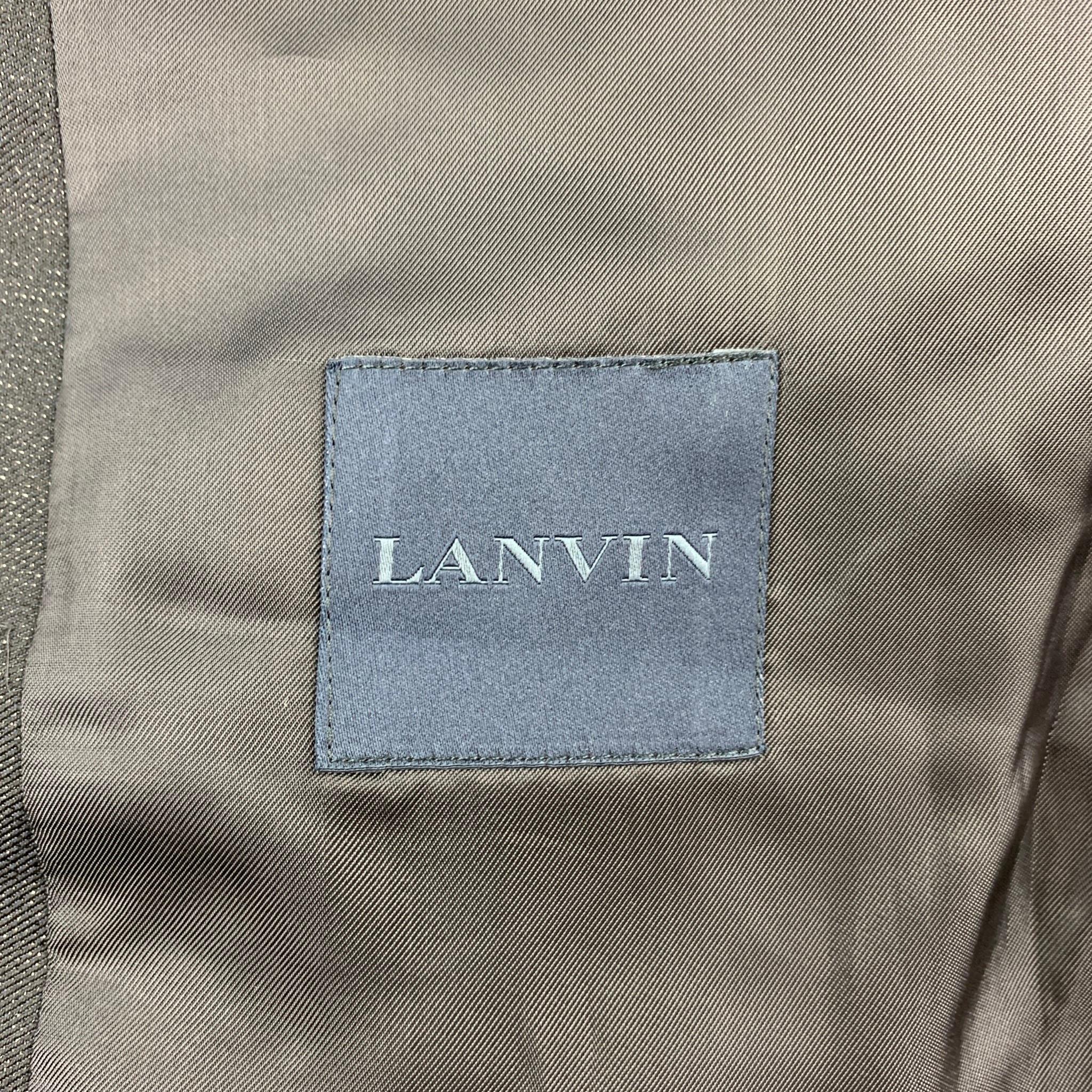 LANVIN Size 40 Black & Silver Sparkle Wool Blend Shawl Collar Sport Coat 3