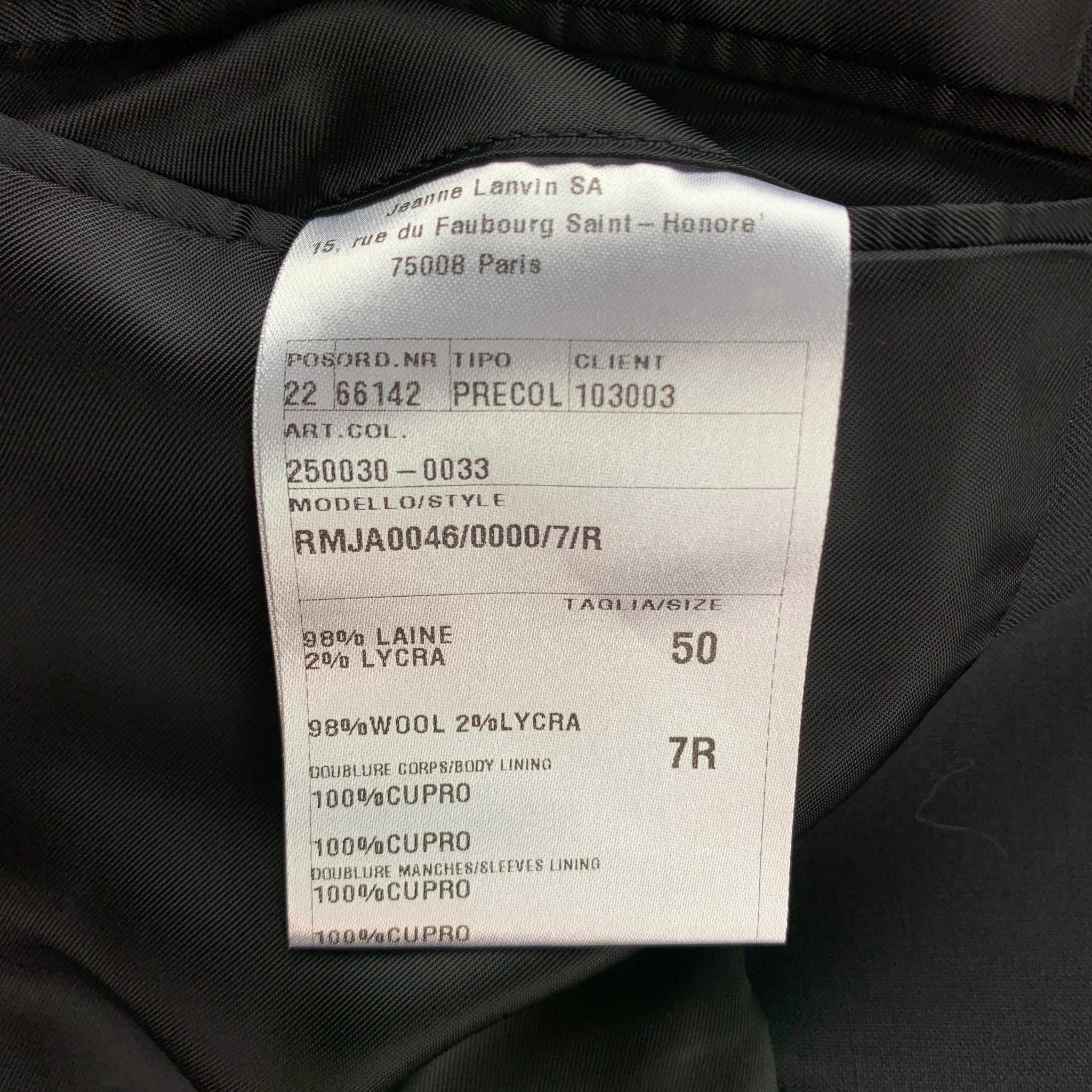 LANVIN Size 40 Black Wool / Lycra Shawl Lapel Tuxedo Sport Coat In Good Condition In San Francisco, CA