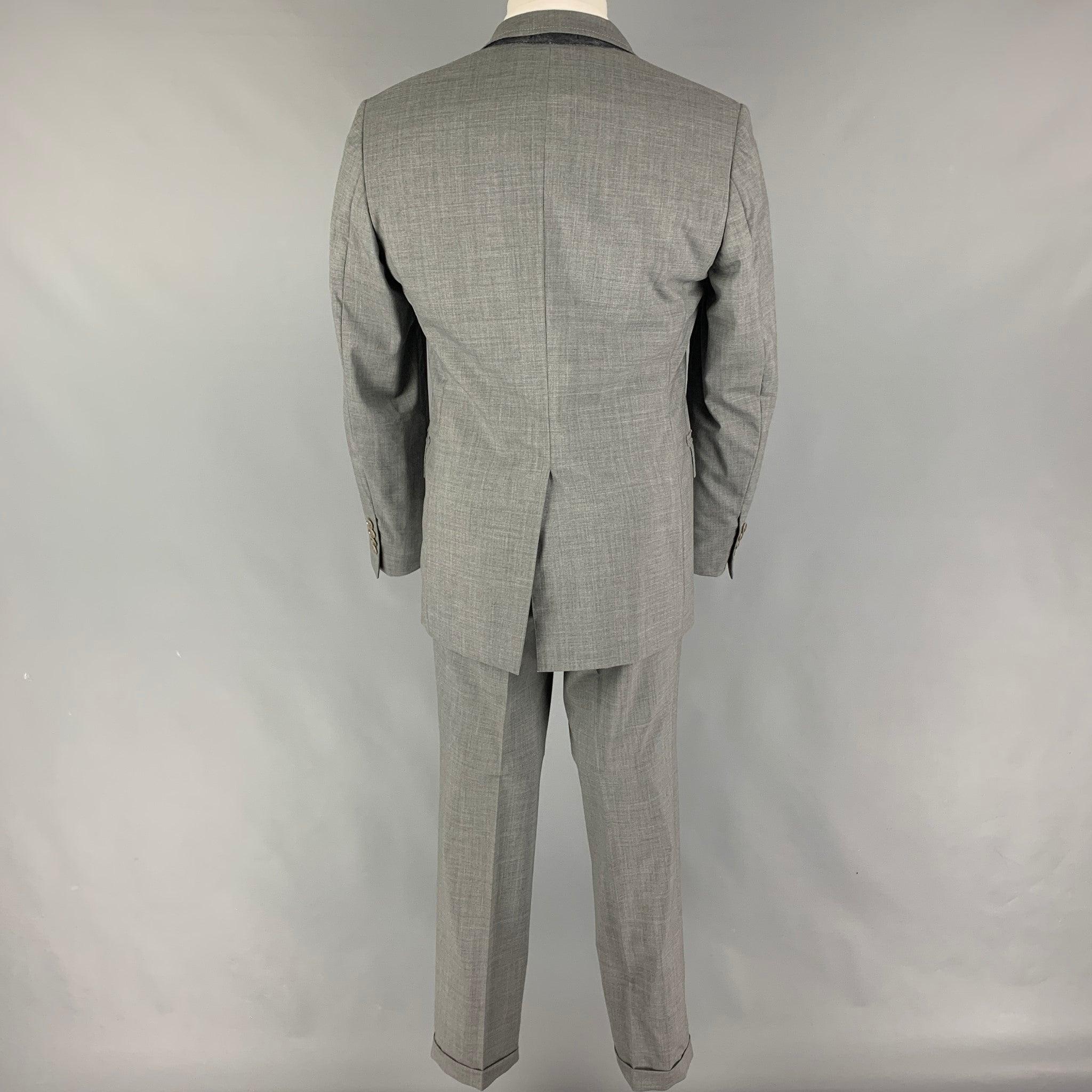 LANVIN Size 40 Gray Wool Notch Lapel Suit In Excellent Condition In San Francisco, CA