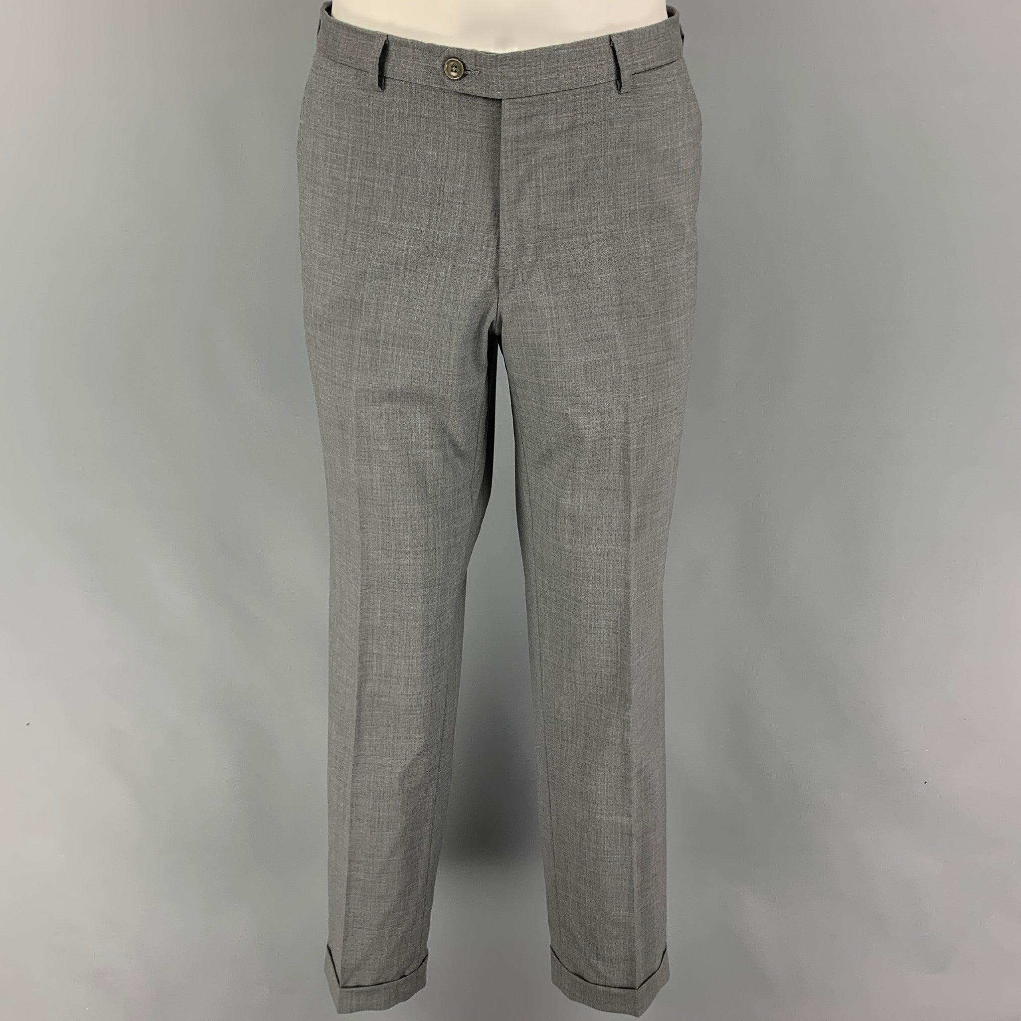 LANVIN Size 40 Gray Wool Notch Lapel Suit 1