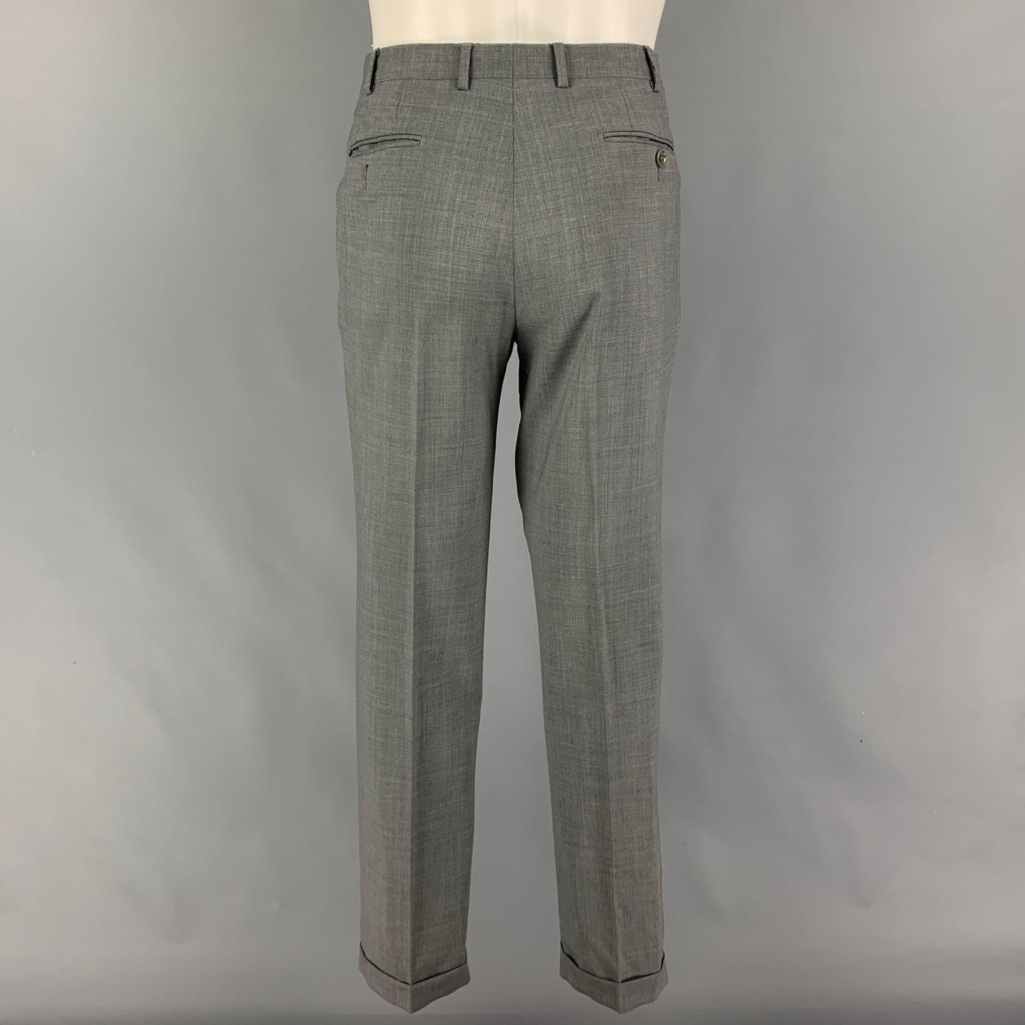 LANVIN Size 40 Gray Wool Notch Lapel Suit 2