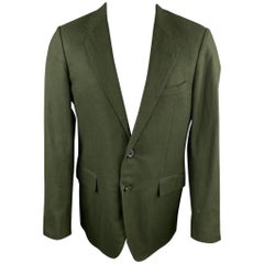 LANVIN Size 40 Regular Hunter Green Wool Blend Sport Coat