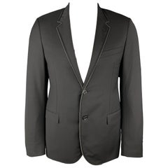LANVIN Size 42 Black Solid Wool / Mohair Chain Notch Lapel Sport Coat