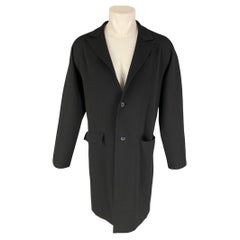 LANVIN Größe 42 Einreihiger Mantel mit Knöpfen aus schwarzer Wolle