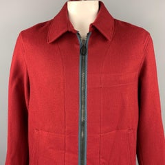 LANVIN Size 42 Burgundy Wool Zip Up Jacket